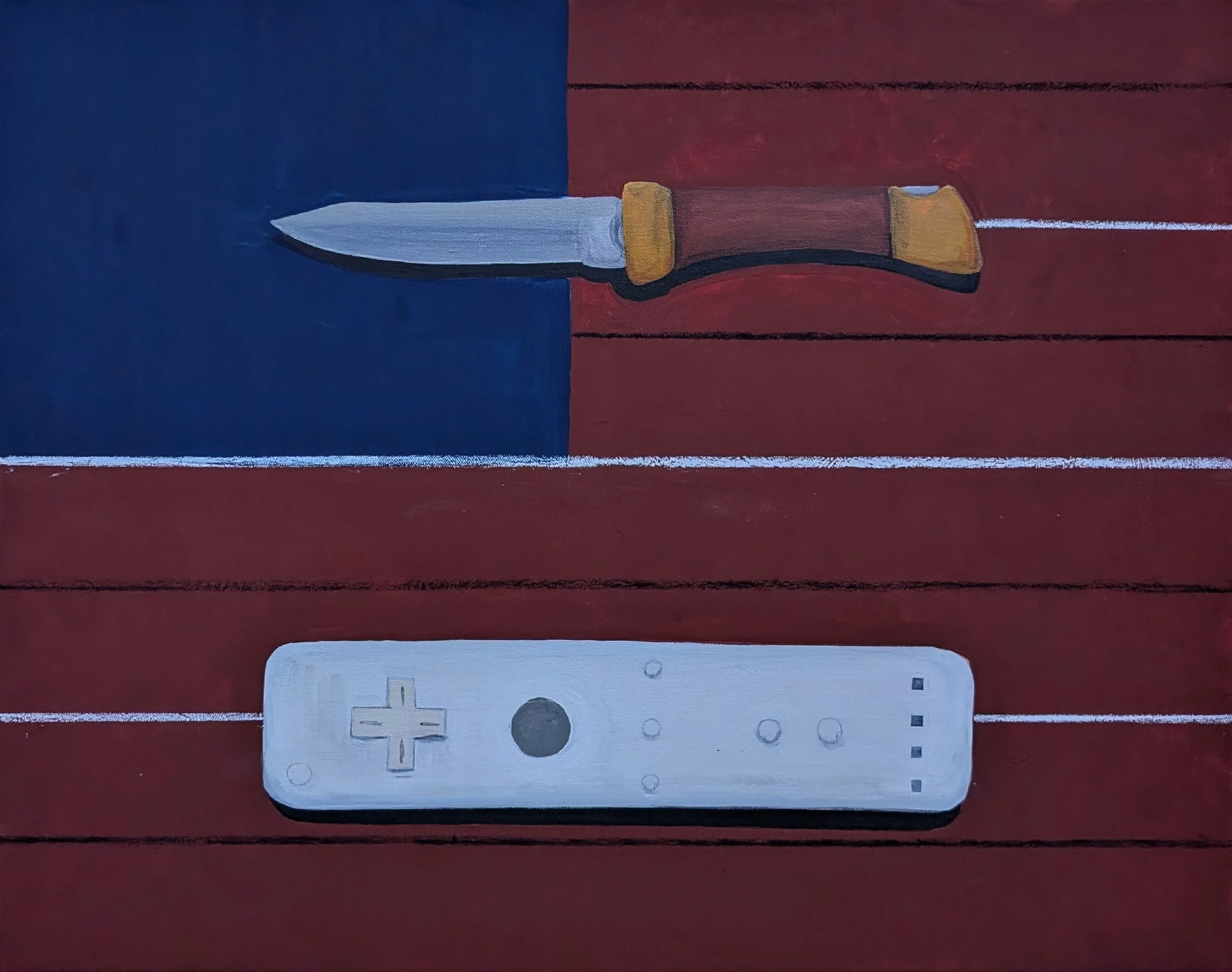 "Toys" 2026 - Acrylic and oil stick on canvas - 22x24