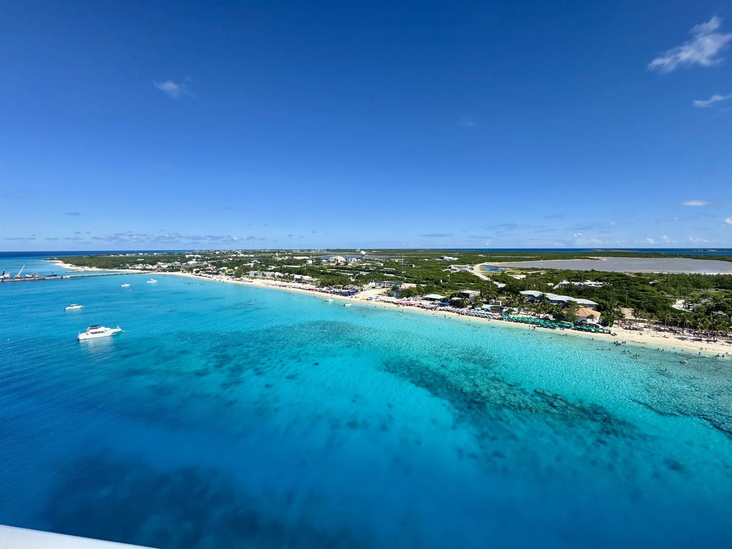 Aerial view of Turks and Caicos with white sand beaches and turquoise water—Caribbean luxury beach escape.
