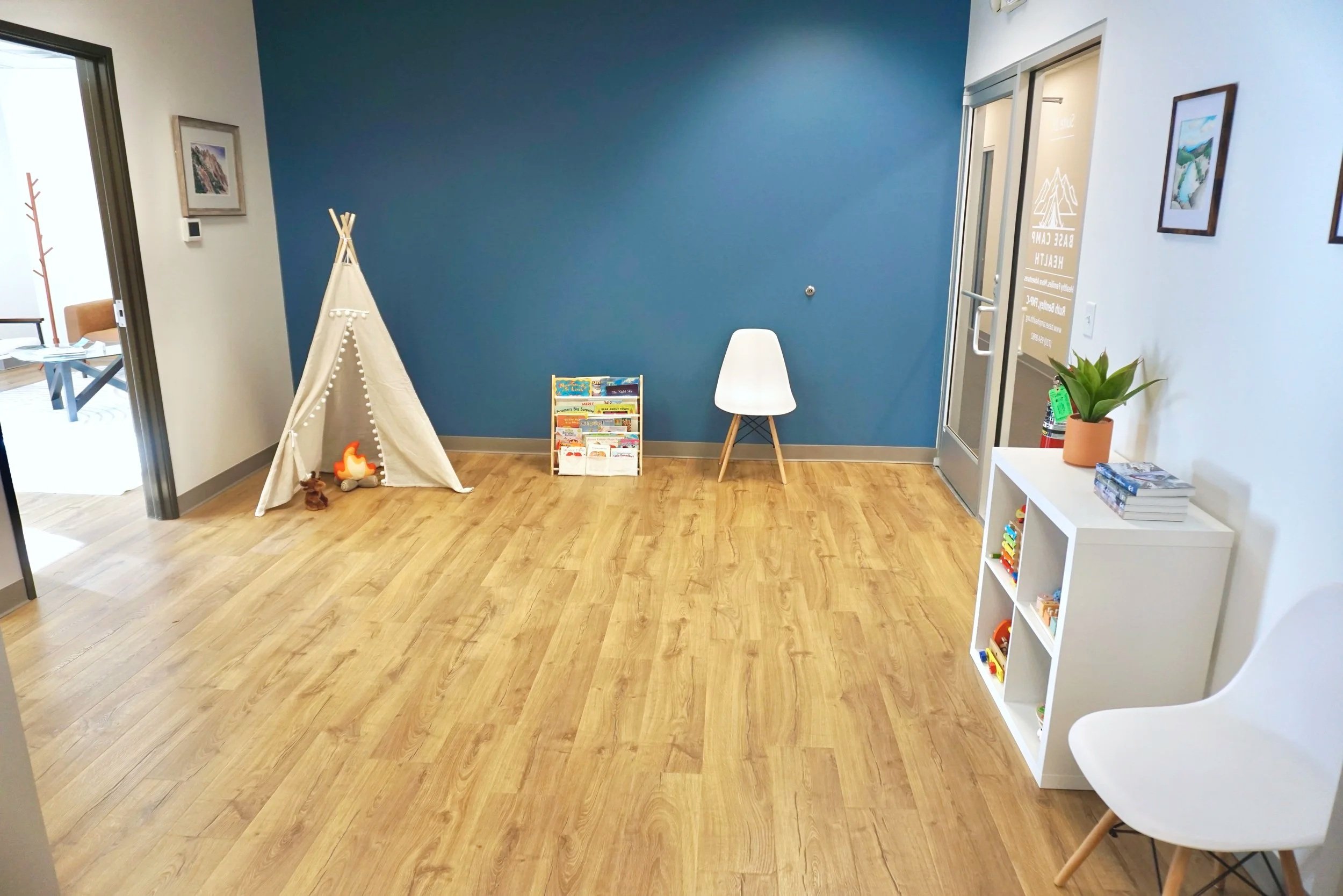 Child-friendly play area at Base Camp Health in Boulder