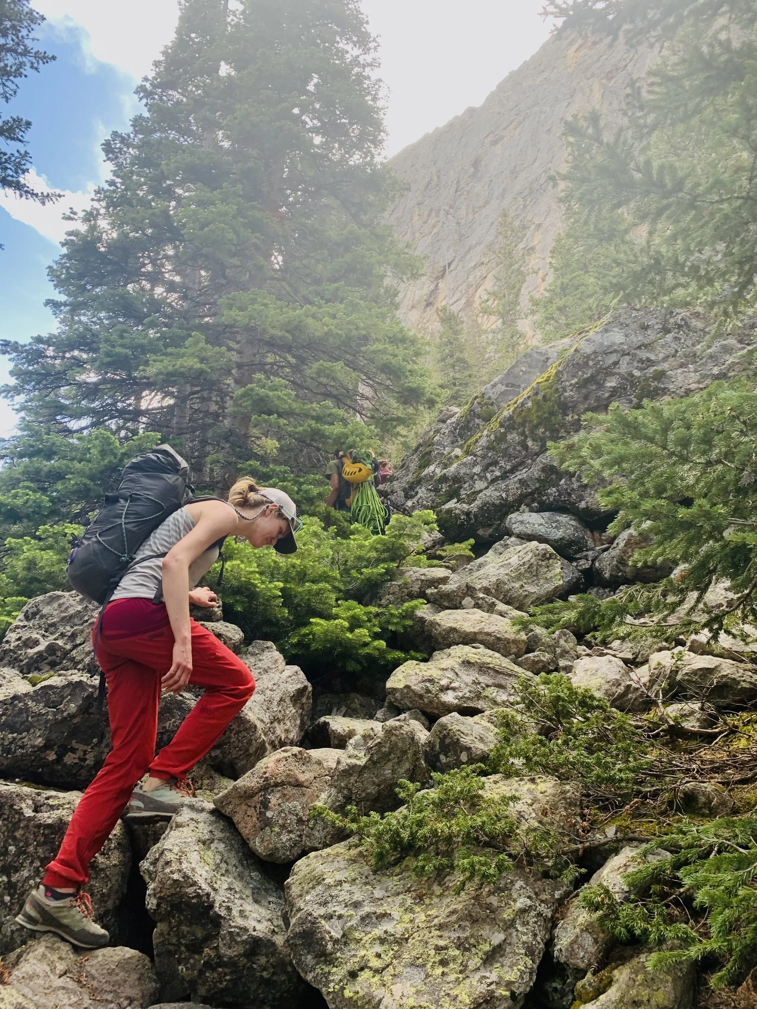 Ruth Bentley, FNP-C on a climbing approach near Rocky Mountain National Park