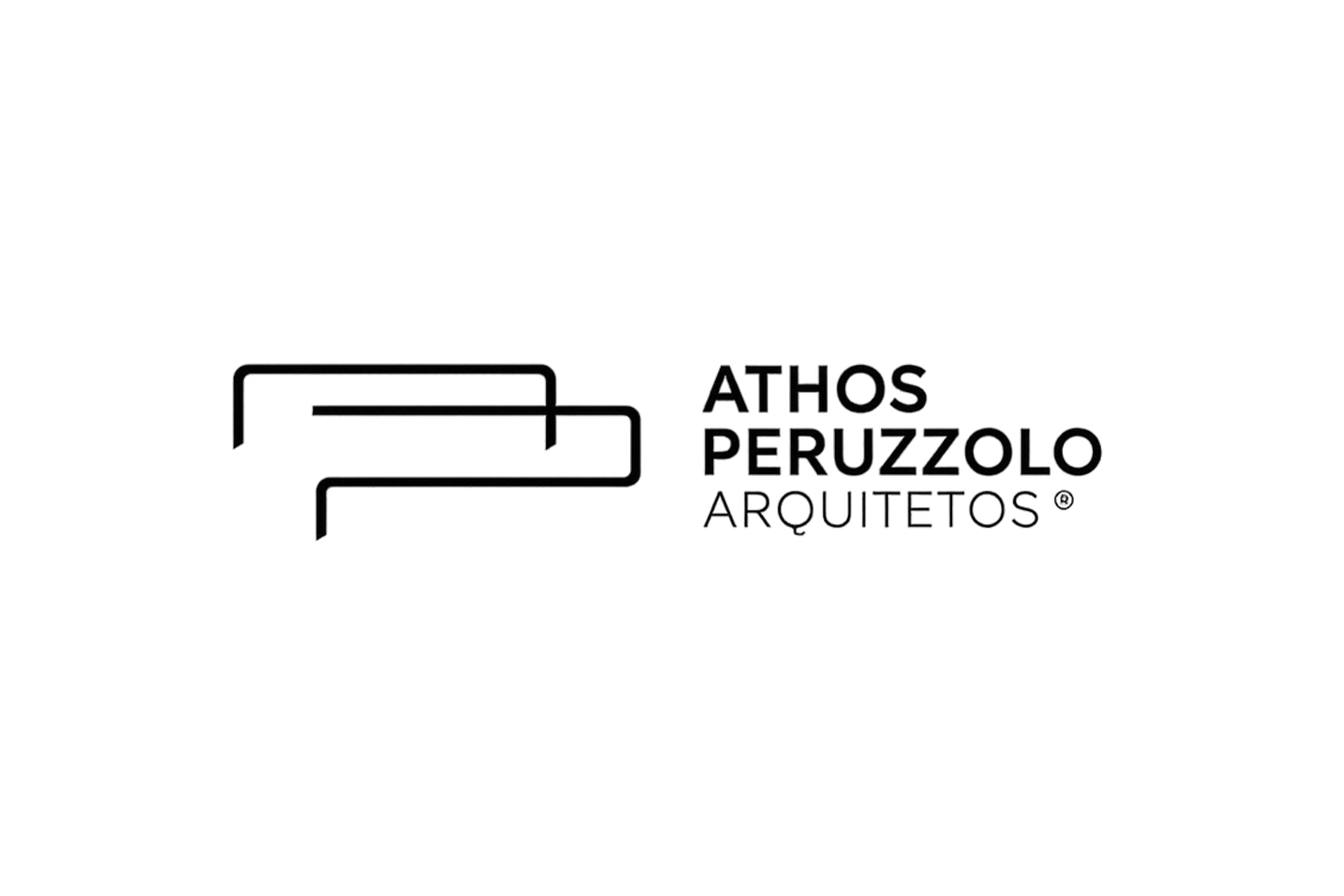 Logotipo de Athos Peruzzolo Arquiteto, com linhas de arquitetura estilizadas ao lado do nome do arquiteto.