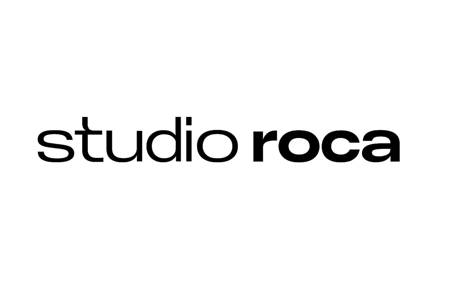 Imagem com o logo do Studio Roca, apresentando letras estilizadas, fundo branco, com o nome 'studio roca' na parte inferior.