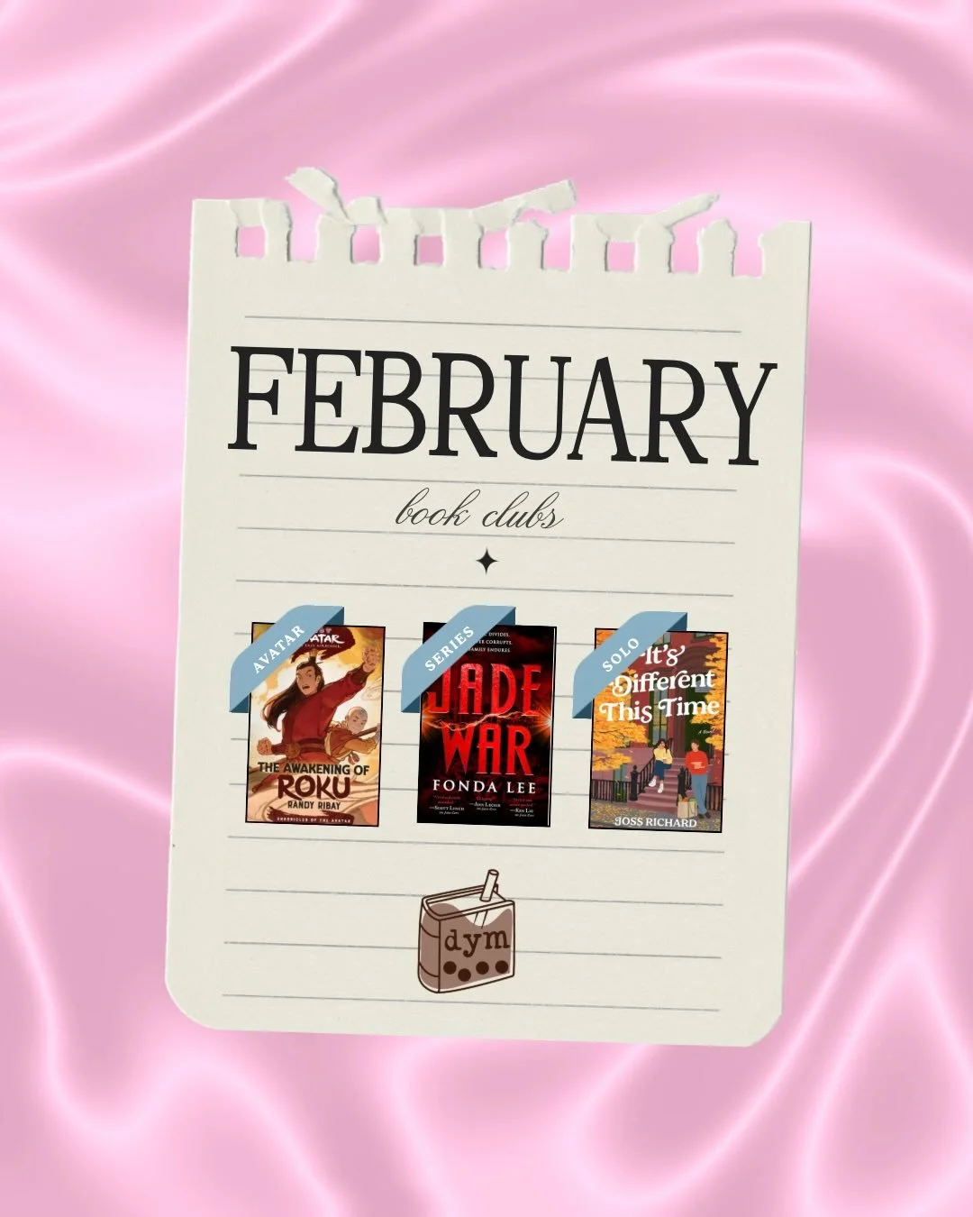 February Book Clubs!📚

☄️ Feb 8: The Awakening of Roku
🍂 Feb 21: It&rsquo;s Different This Time ft @joss.richard 
🎍 Feb 22: Jade War

RSVP in bio!