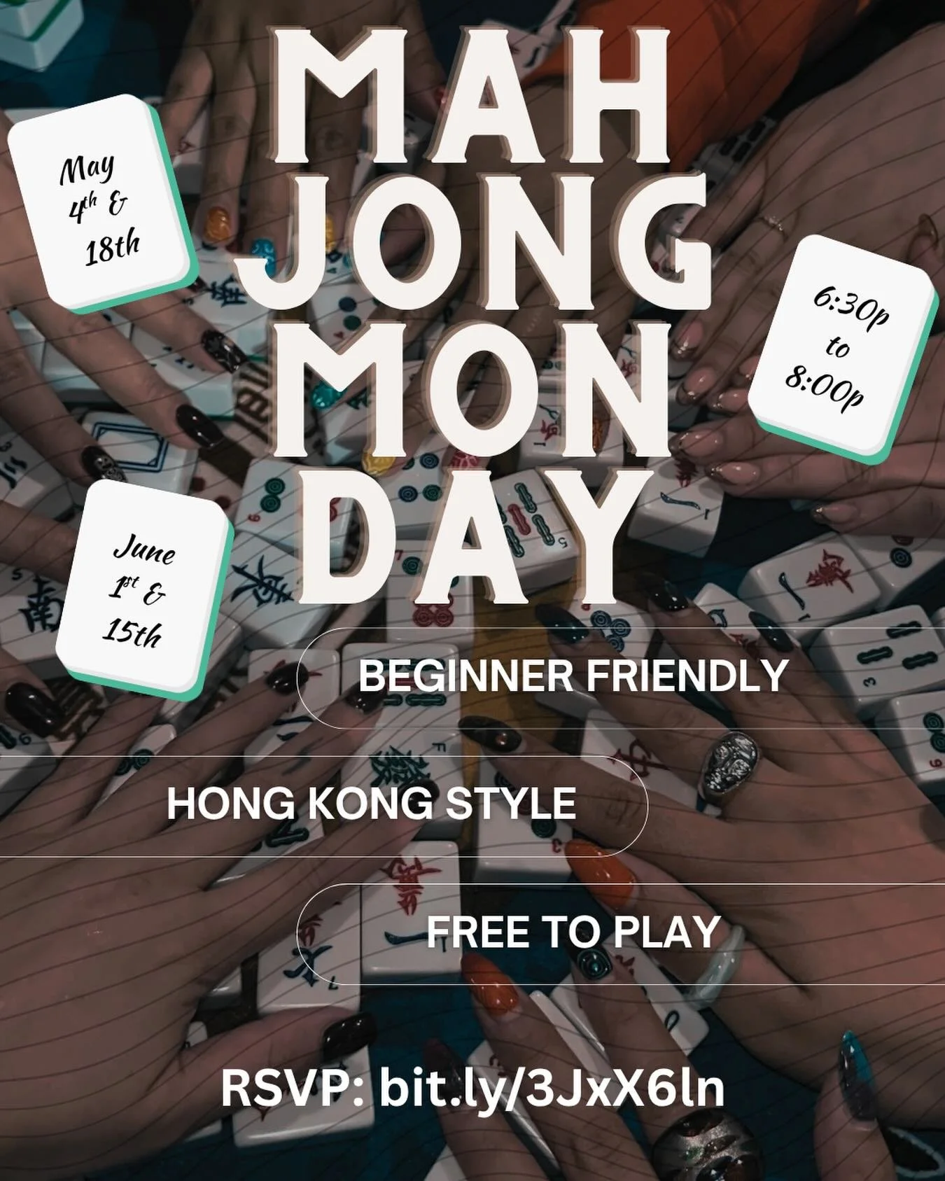 New Mahjong dates! 

We may have different vendors out for certain nights 😉