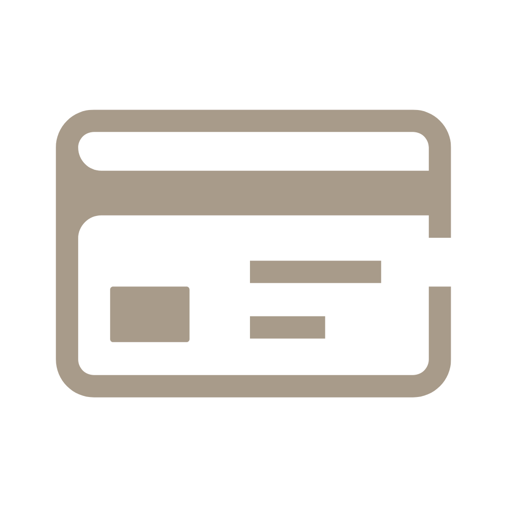 Icon of a credit card with a black background.