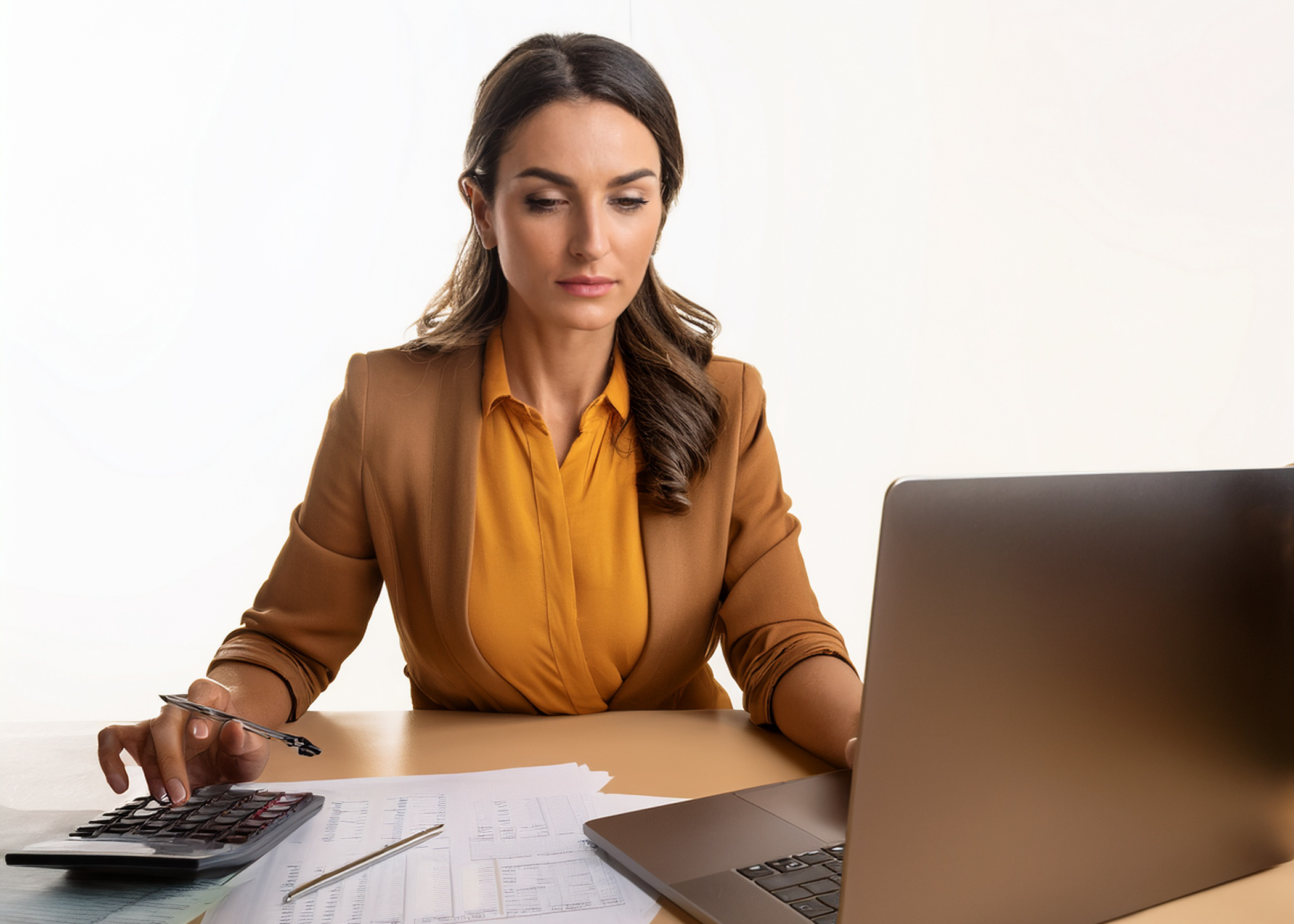 image of a female bookkeeper skillfully taking the job of accounting off of your plate, leavung you able to focus on growing your company.