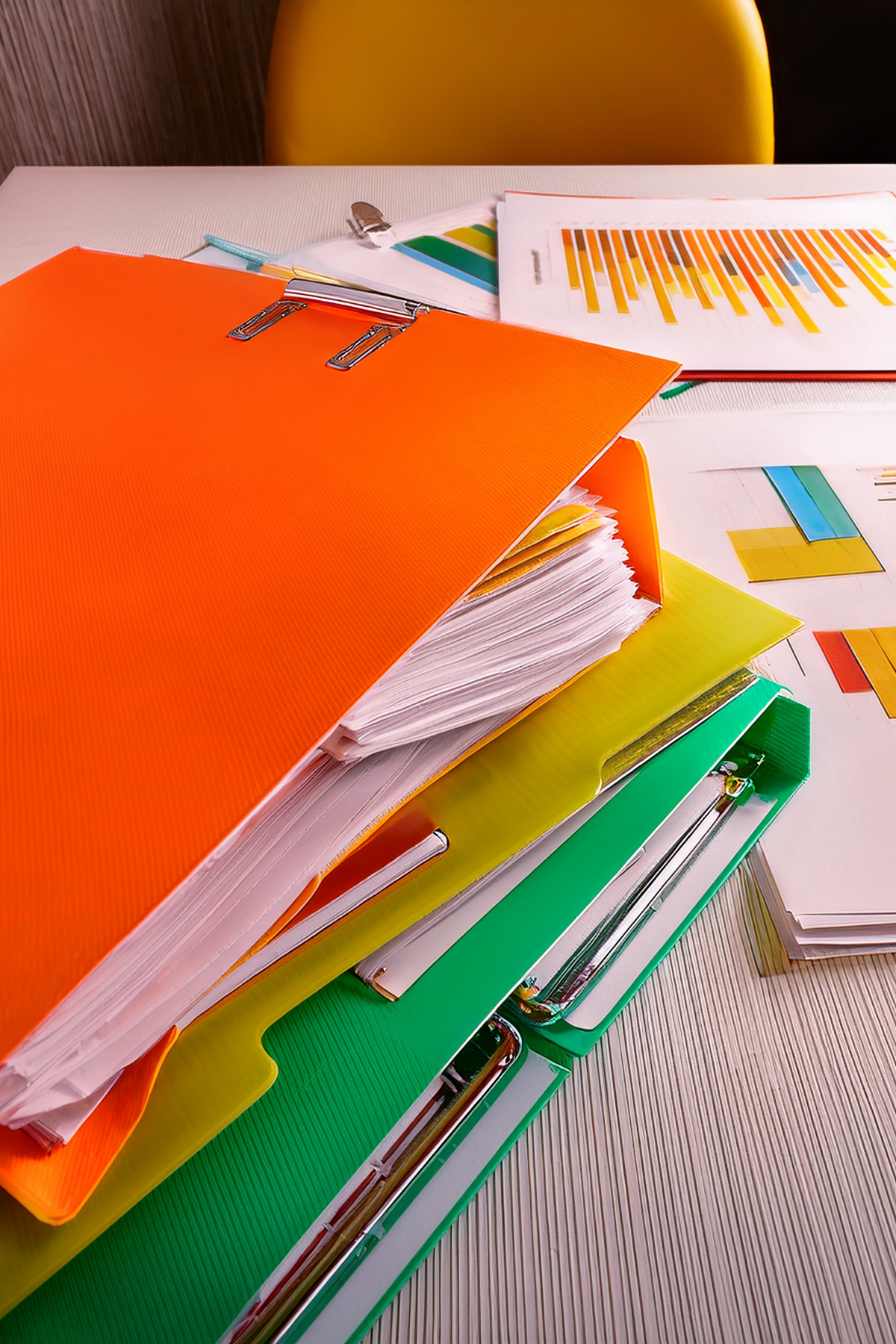 shows files of bookkeeping paperwork and reports generated.