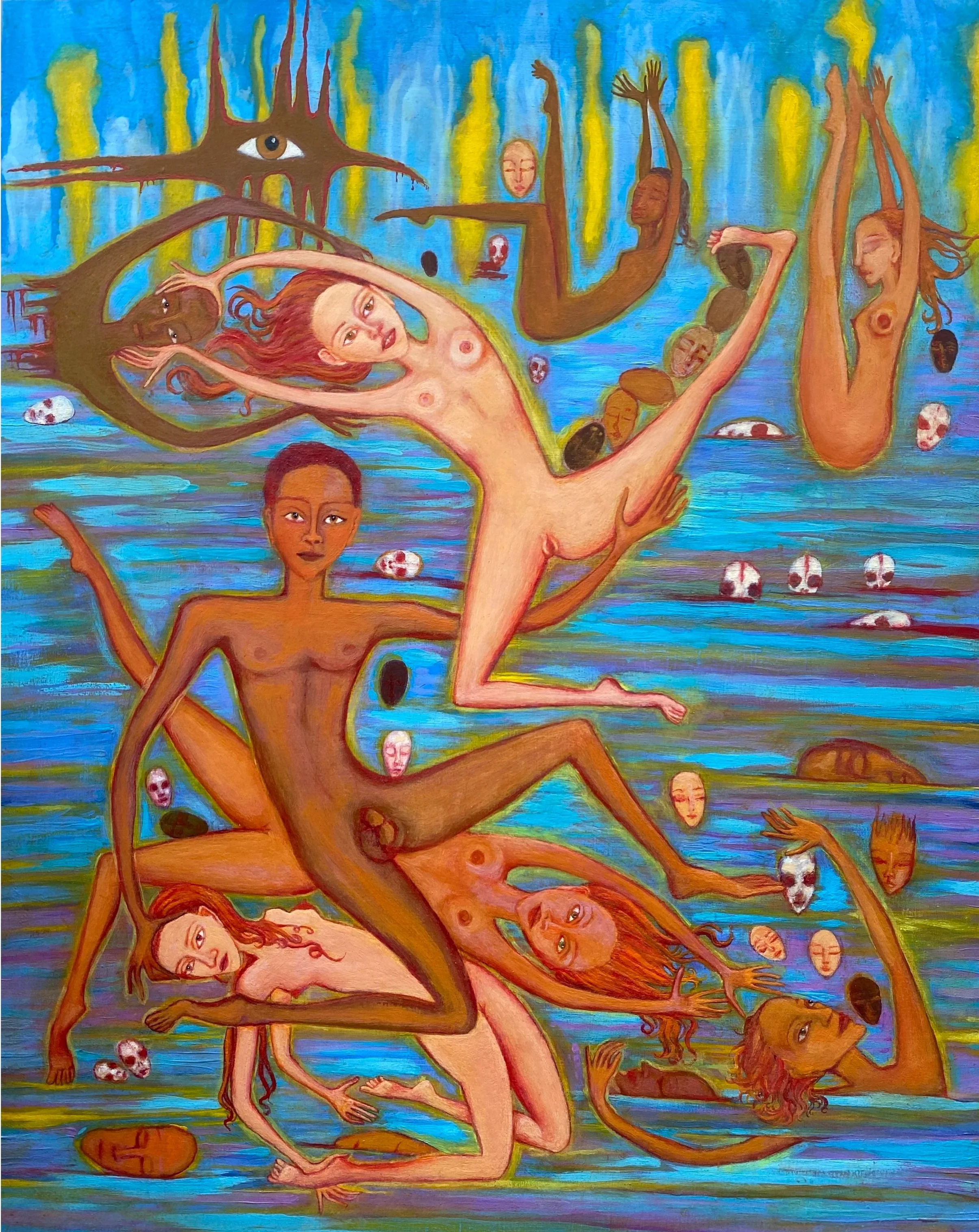  Human Capital II &nbsp;2018-2023, Oil and acrylic on basswood panel, 20 x 16 inches 