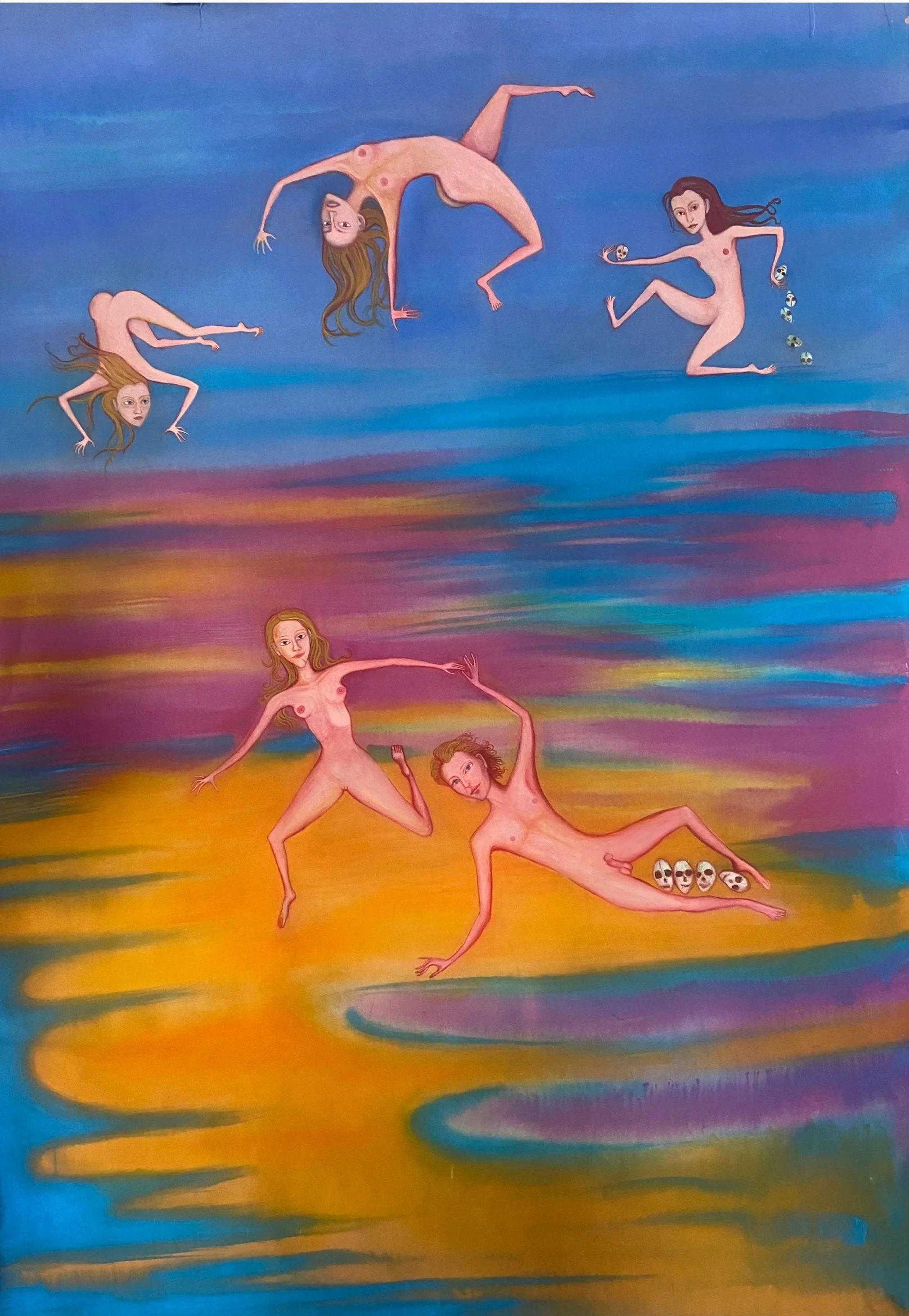  Fields and Water &nbsp;2019-2023,  Acrylic onlinen, 72 x 54 inches