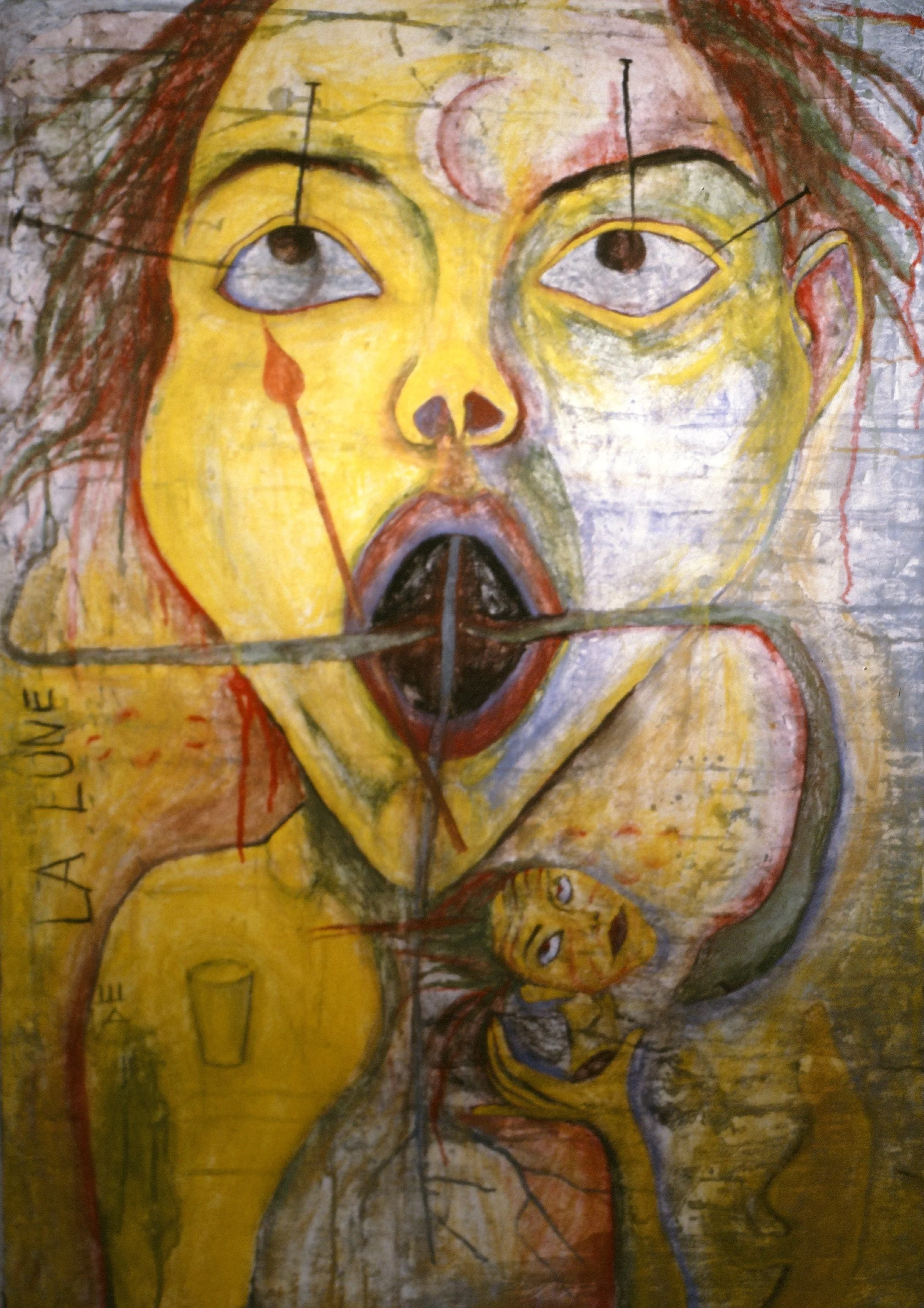  Clare de Lune &nbsp;1985, Fresco onto wood and lathe frame, 36 x 48 inches