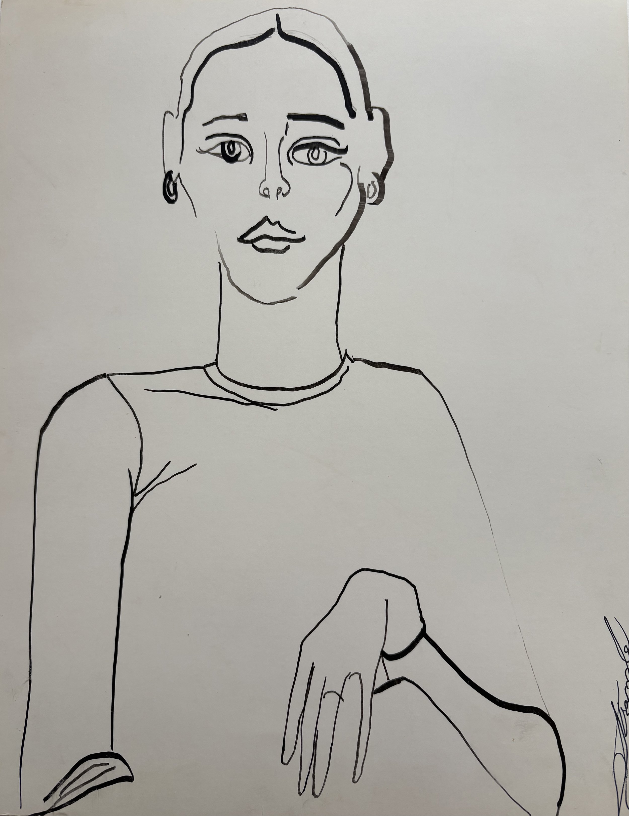  14 Year Old &nbsp;1999  , "Ultimate Model" India Ink/Contour Line, 11 x 8 1/2 inches
