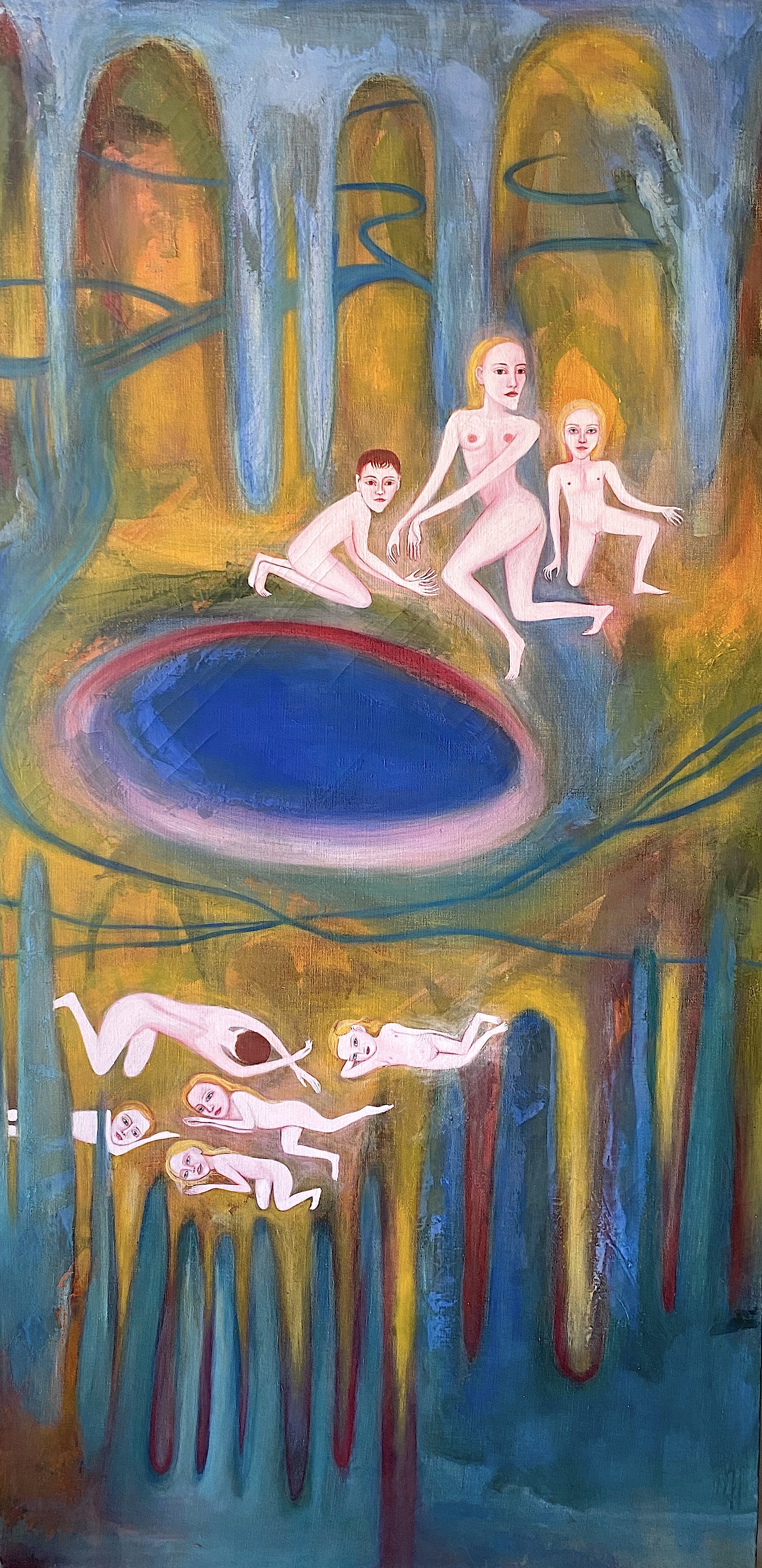  Cave Dwellers &nbsp;2000, Oil on linen, 24 x 36 inches