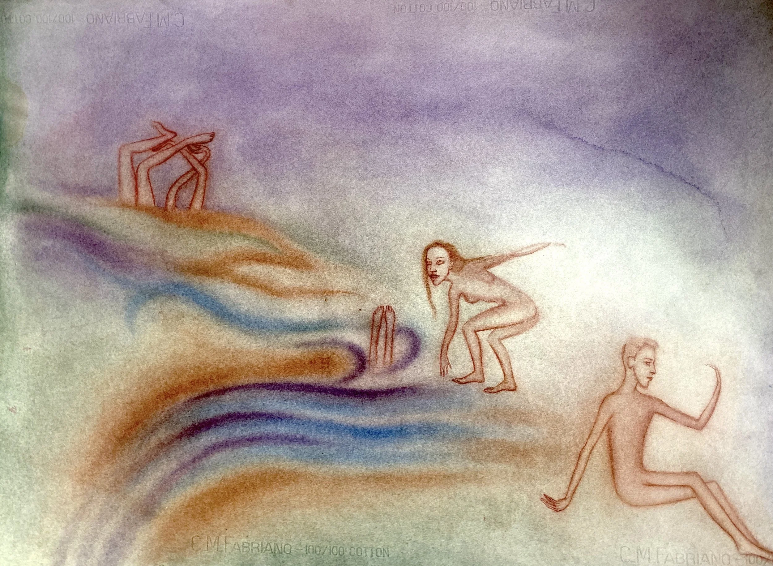  Synchronized Swimming &nbsp;1990, Watercolor on 140 lb HP Fabriano, 30 x 22 inches