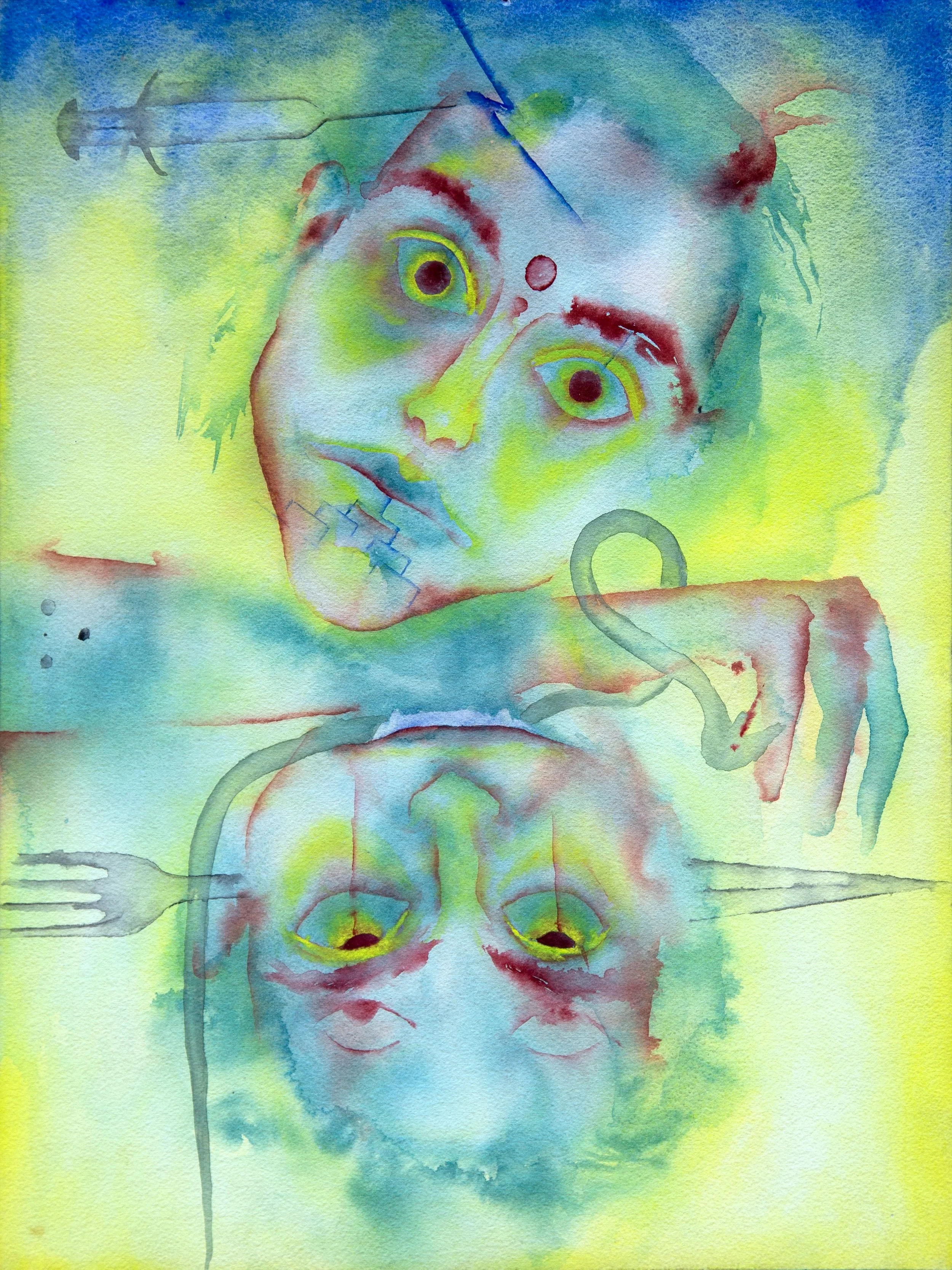  Ave. B Daydream &nbsp;1983, Watercolor on 140 lb CP Arches, 12 x 16 inches