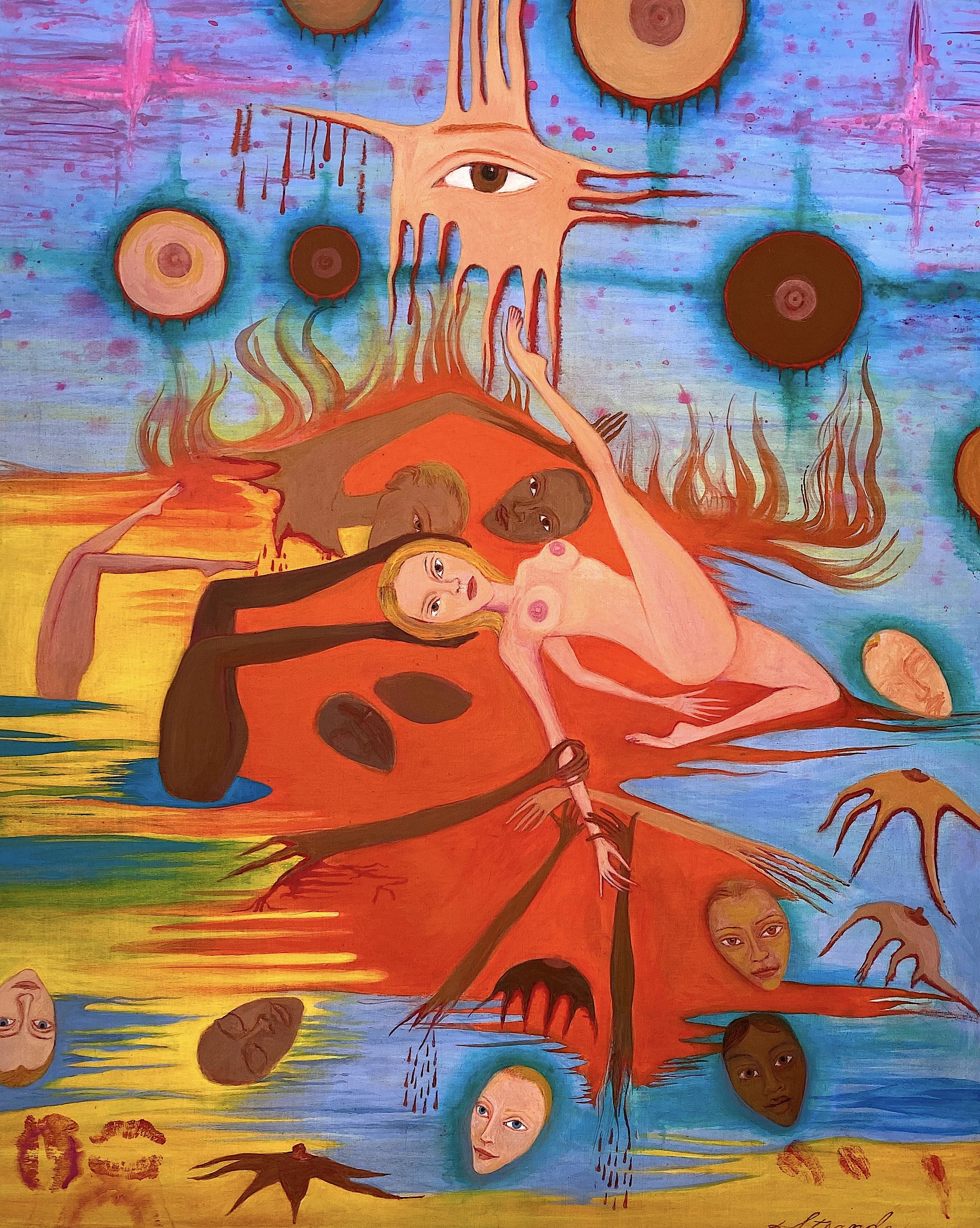  Water Wheel in an Earthquake &nbsp;2014-2015, Acrylic on wood panel, 16 x 20 inches