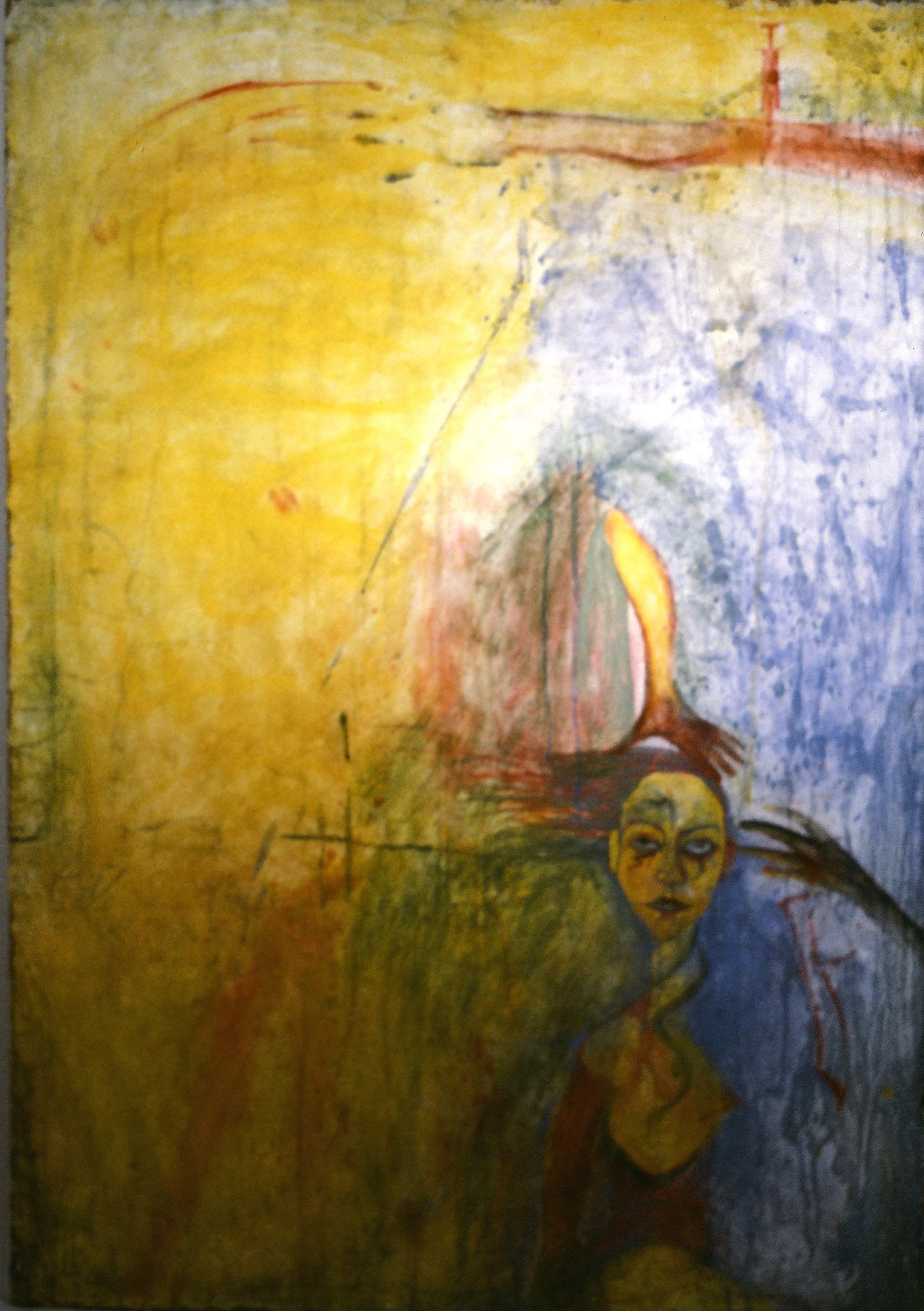  Moonlight I &nbsp;1985, Fresco onto wood and steel lathe, 36 x 51 inches