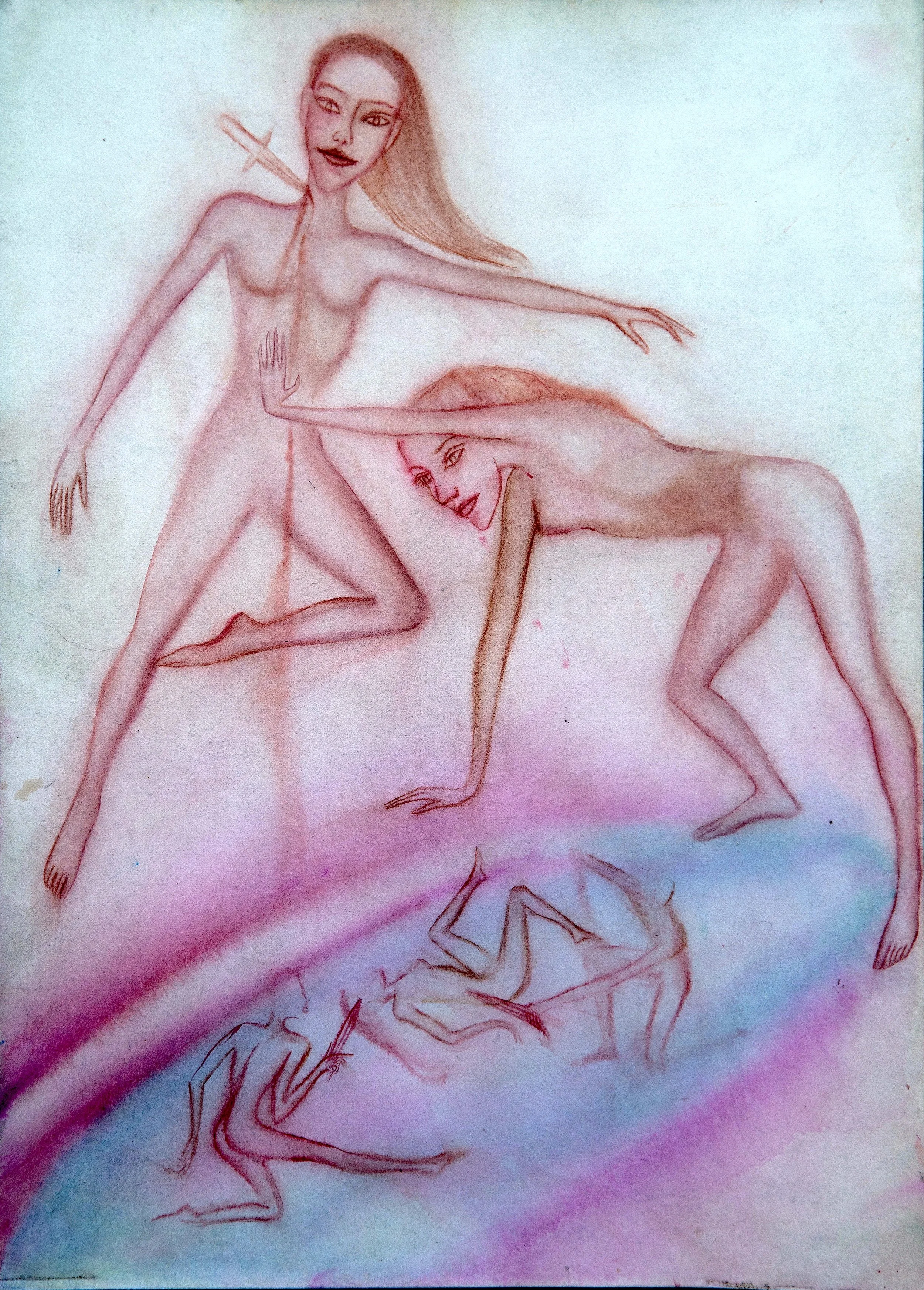  Fraidy Cat &nbsp;1989, Watercolor on 140 lb HP Fabriano, 10 x 22 inches