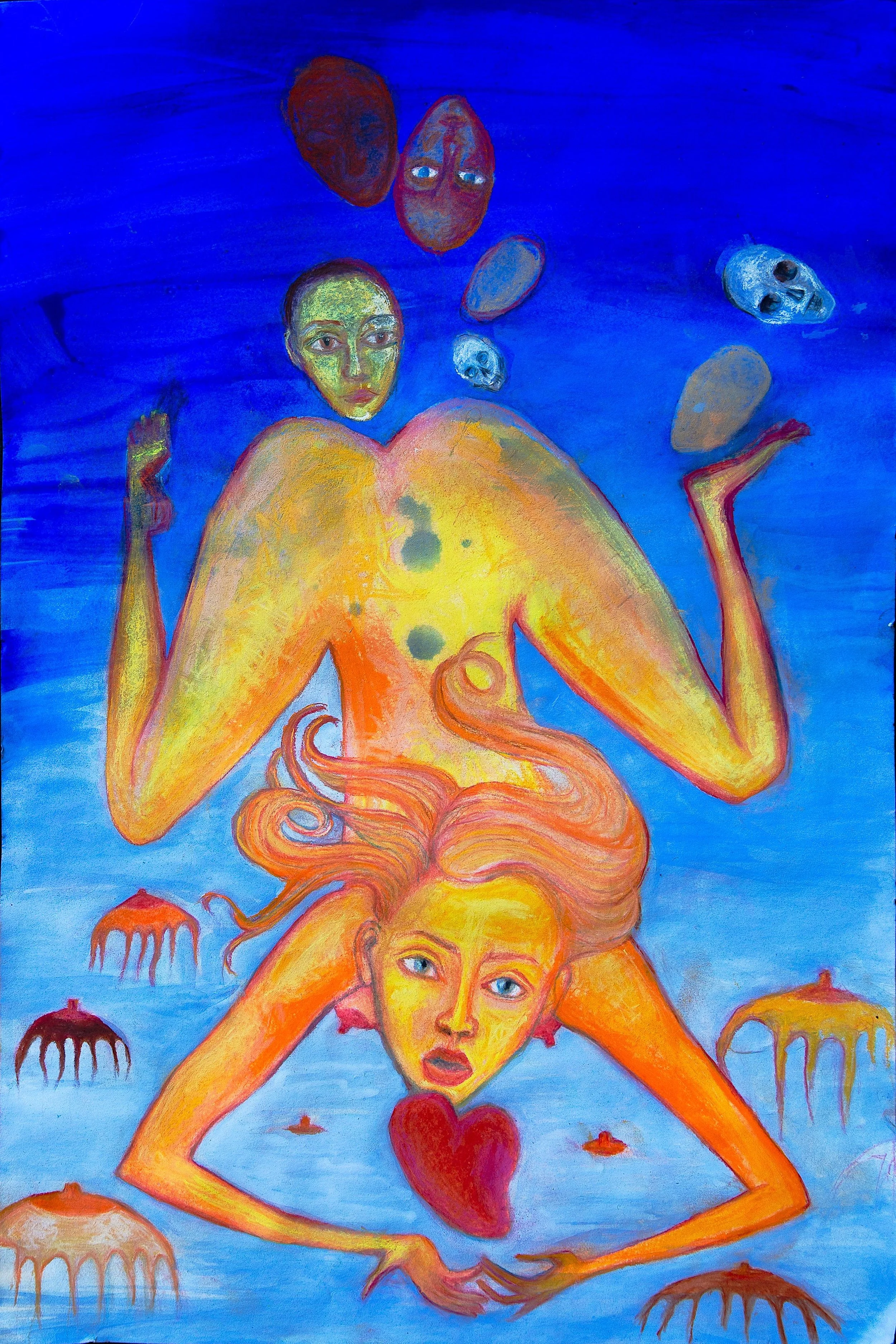  Swimmer &nbsp;2016, Pastel on Flasche on cotton rag, 12 x 18 inches