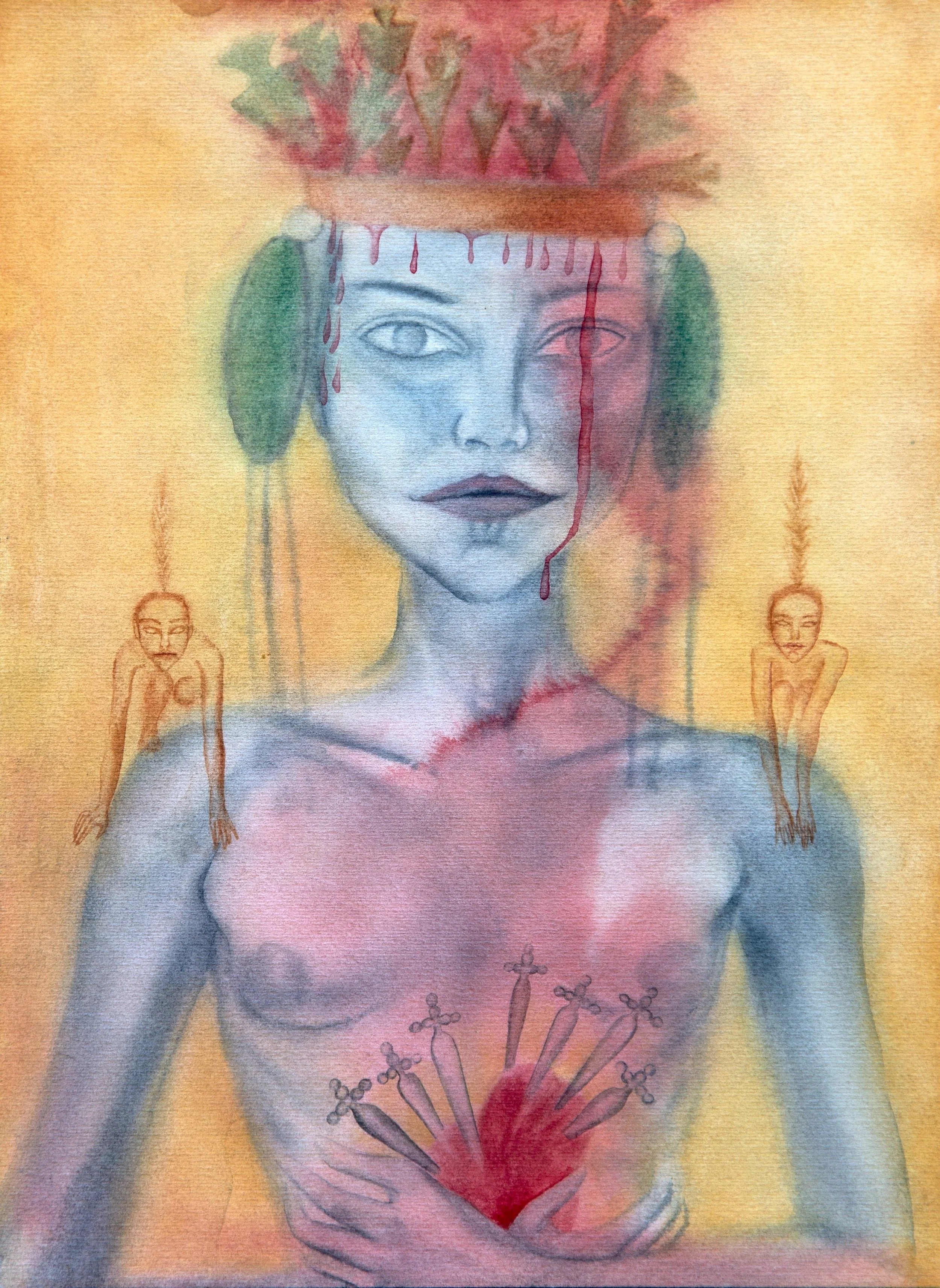  Bleeding Souls &nbsp;1986, Watercolor on 140 lb Fabriano, 9 x 12 inches