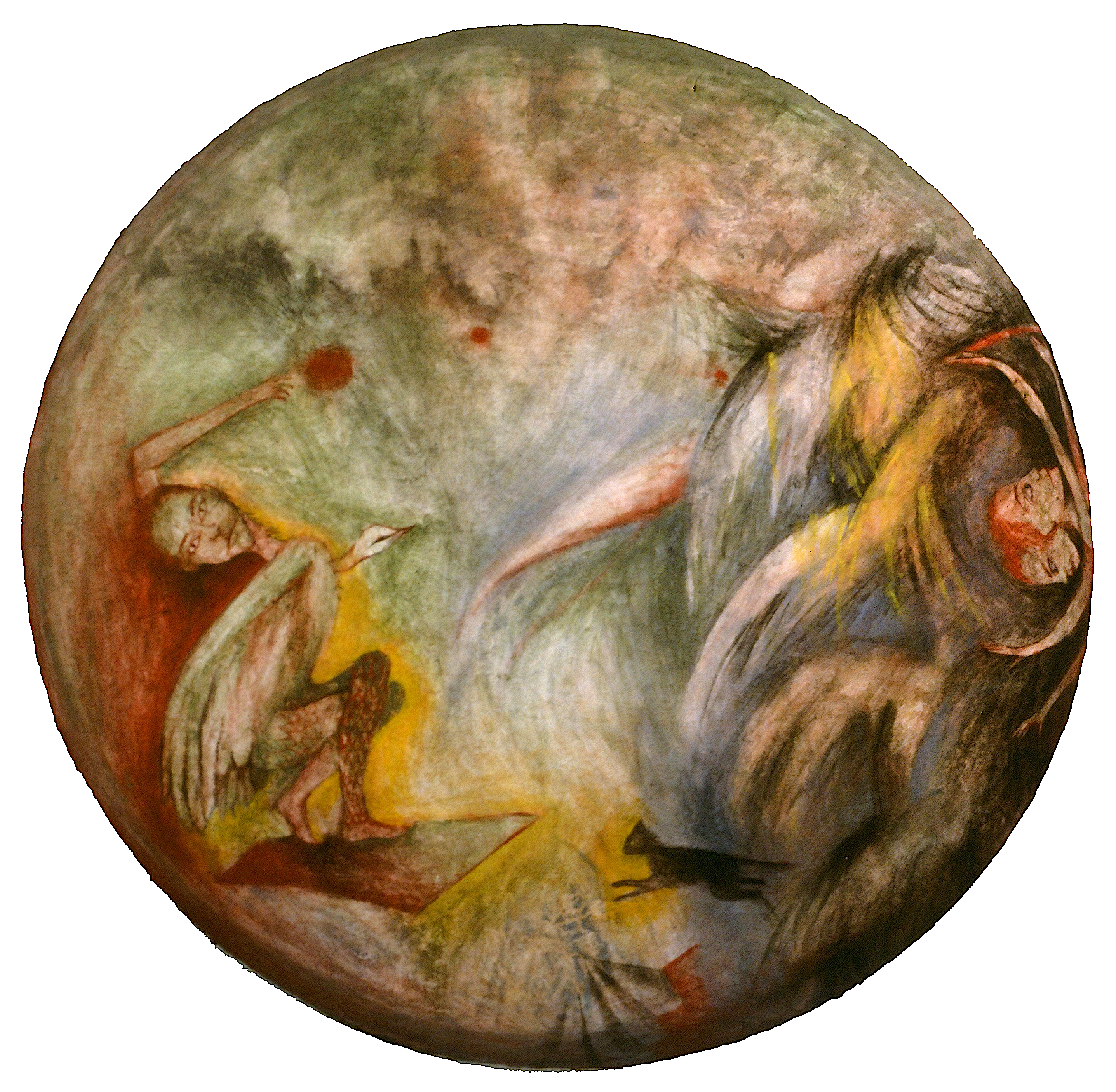  Carpet Surfers &nbsp;1984, Fresco onto steel, 21 inch diameter