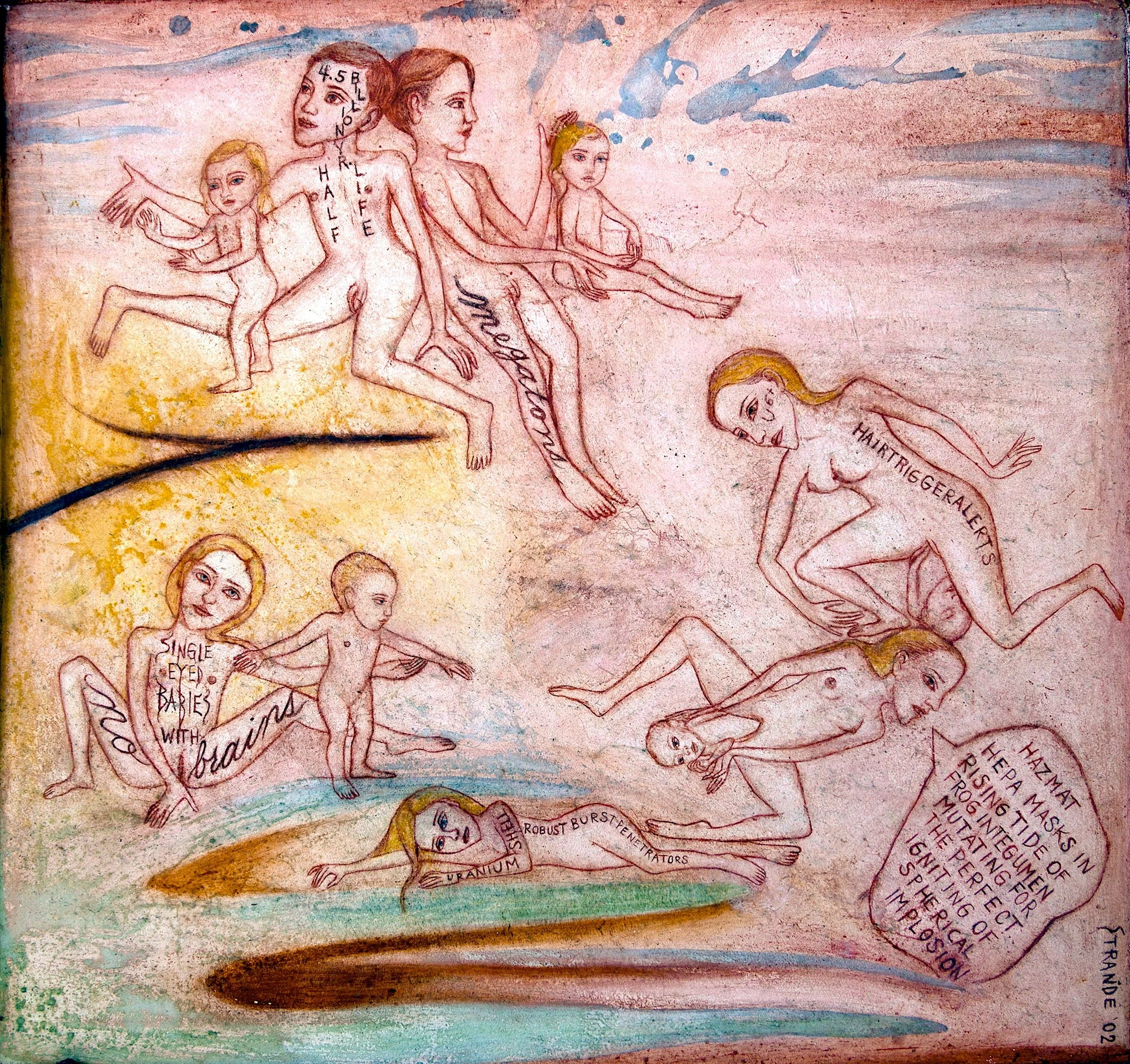  Hair Trigger Alerts &nbsp;2002, Fresco on steel frame, 20 1/2 x 20 inches