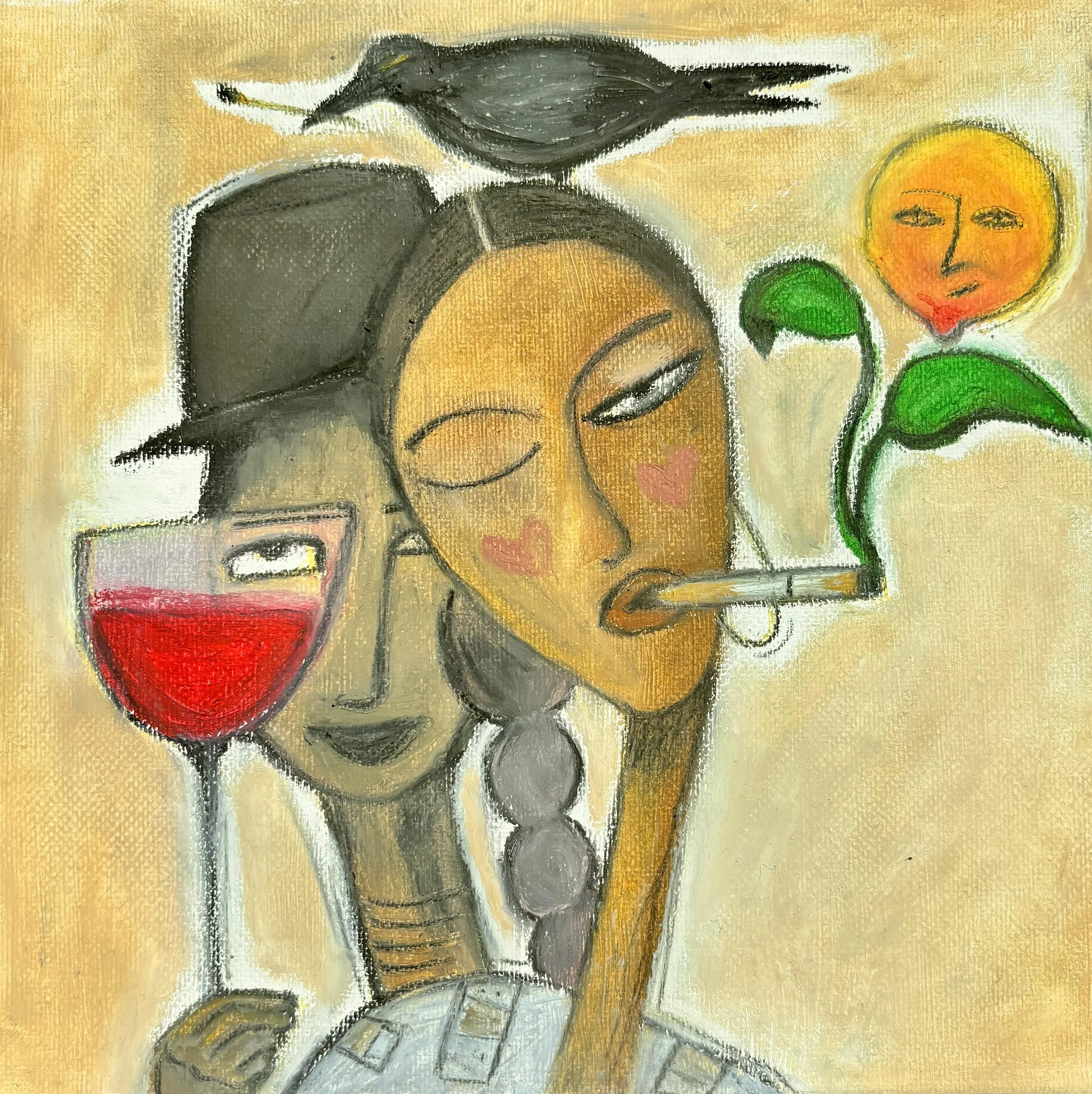 MOHN ART - The Quiet Indulgence, Oil on Canvas 8 x 8 in