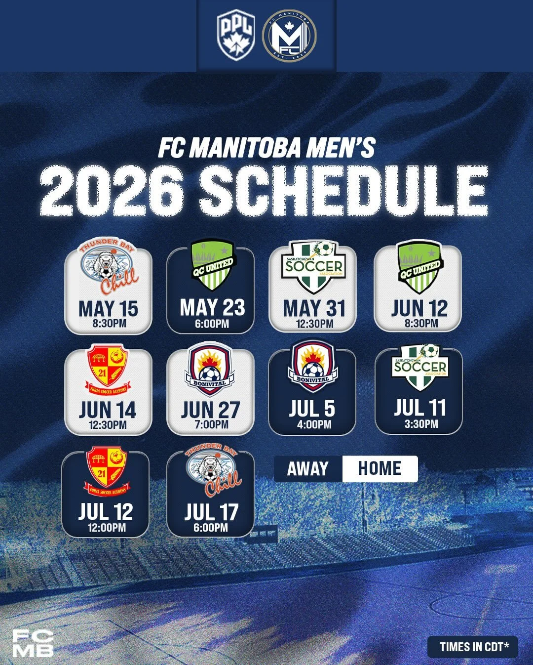 THE WAIT IS OVER. 🕺

Our schedule is locked in and the inaugural Prairie Premier League season is almost underway- don&rsquo;t miss out on being apart of history!

Keep an eye out on our socials for updates on ticket packages and more&hellip;. we&rs