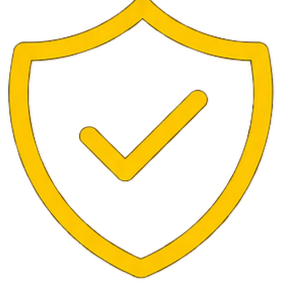 Gold shield with a checkmark inside