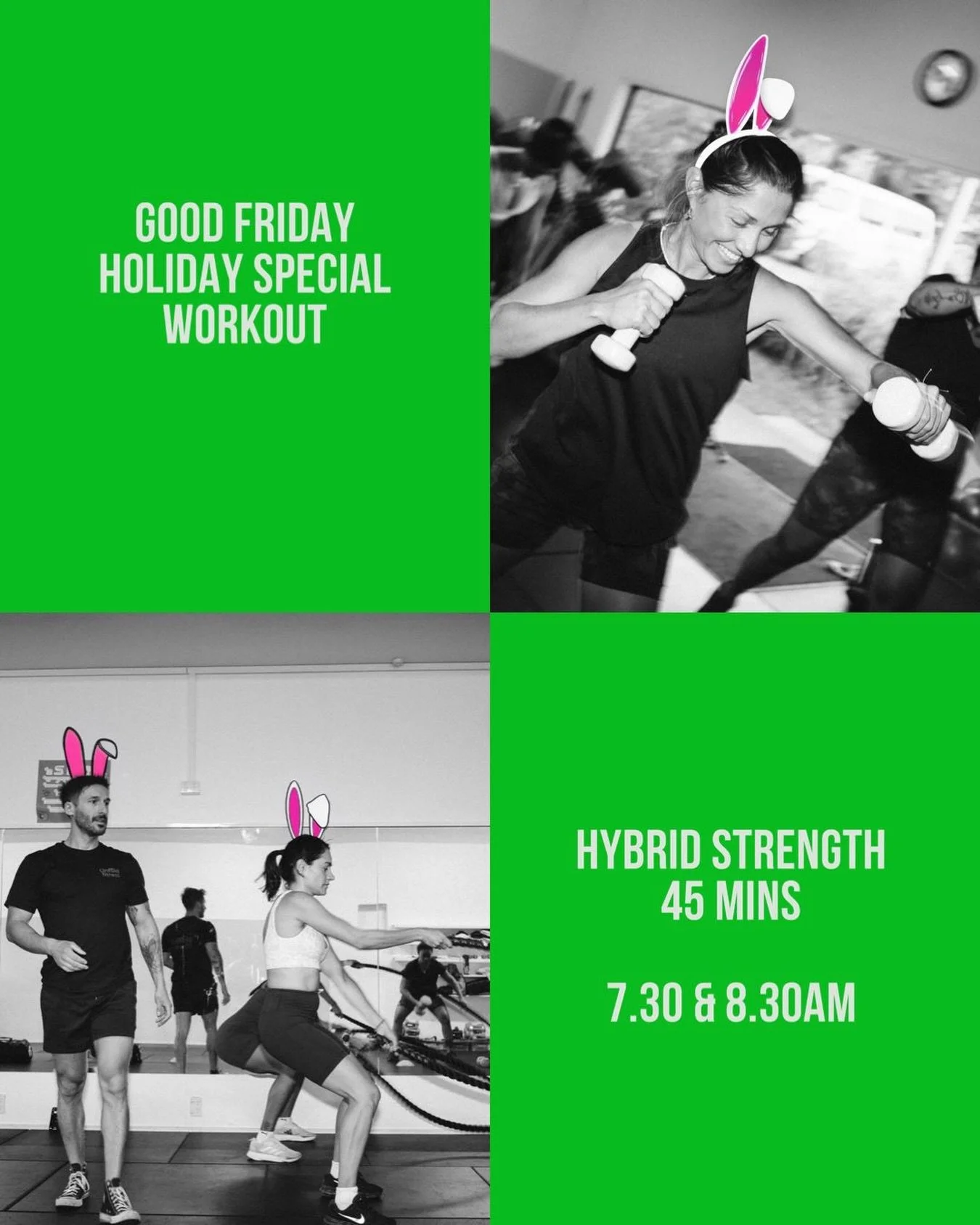 Hanging around on Waiheke for this long weekend? Hop in and join us on Good Friday morning for a hybrid strength workout. We are running two classes, 7.30am and 8.30am, no better way to kick into the weekend than starting it off with sweating it out 