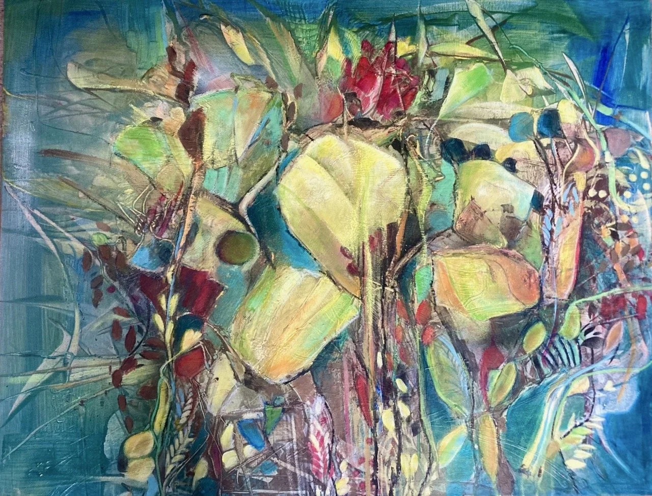 Bloemen van licht 70x90 acryl op doek