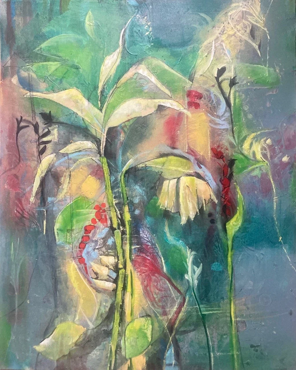 Bloem groot 80x100 Acrylic op doek