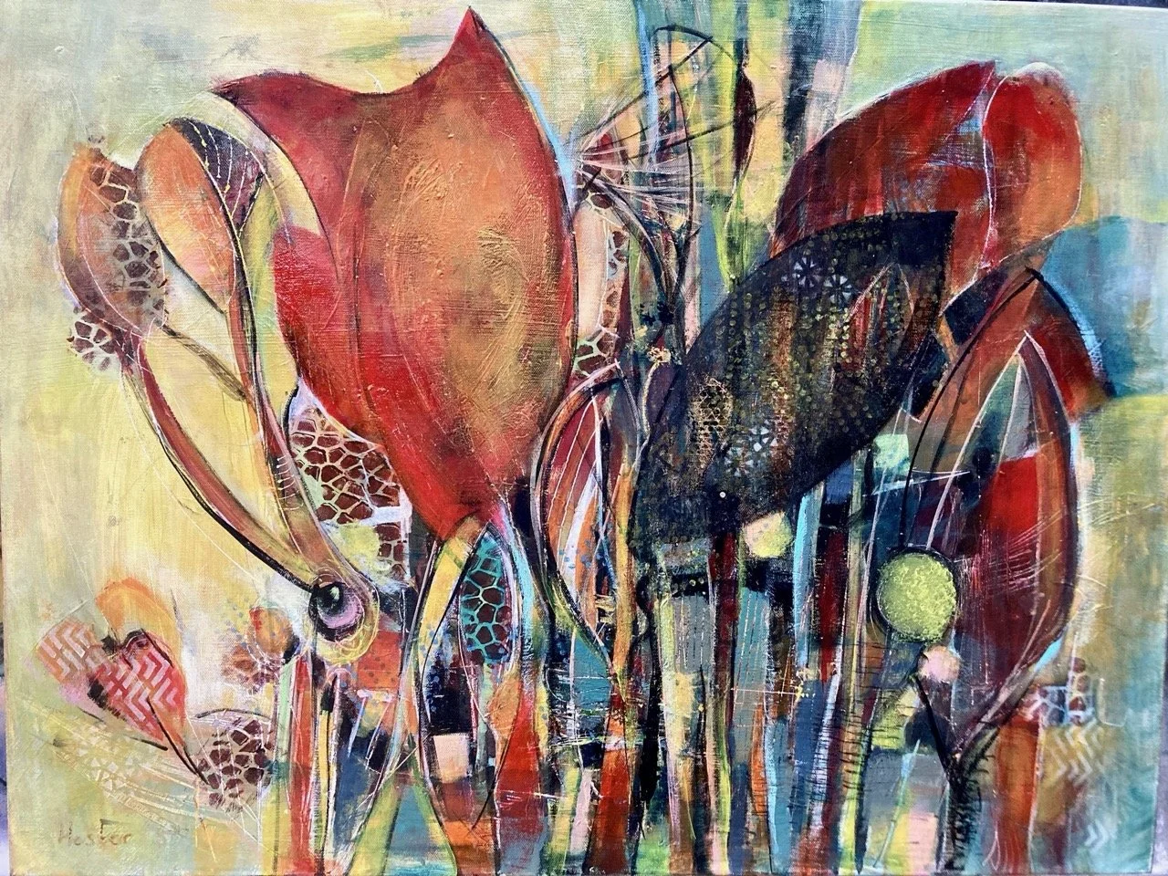 Bos tulpen 60x50 acryl op doek