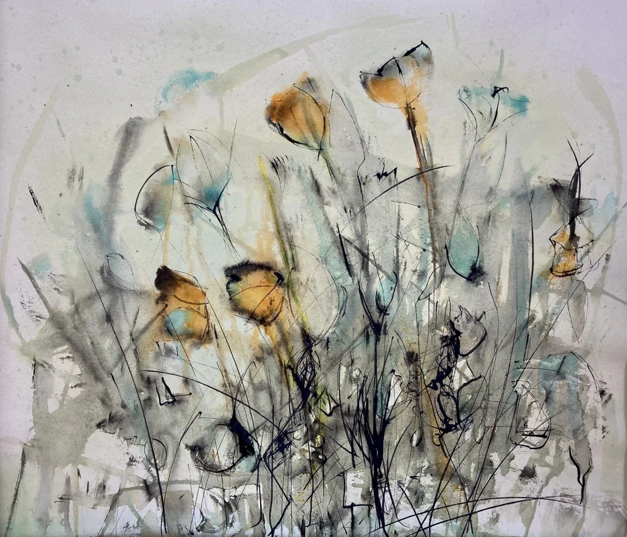 Klaprozen 55x45 inkt op papier