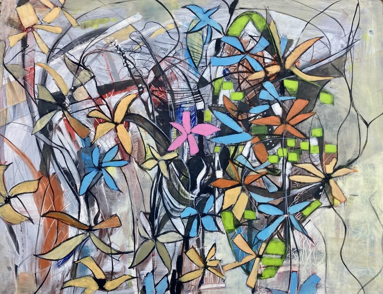 Bloemenzee 100x76 acryl op karton