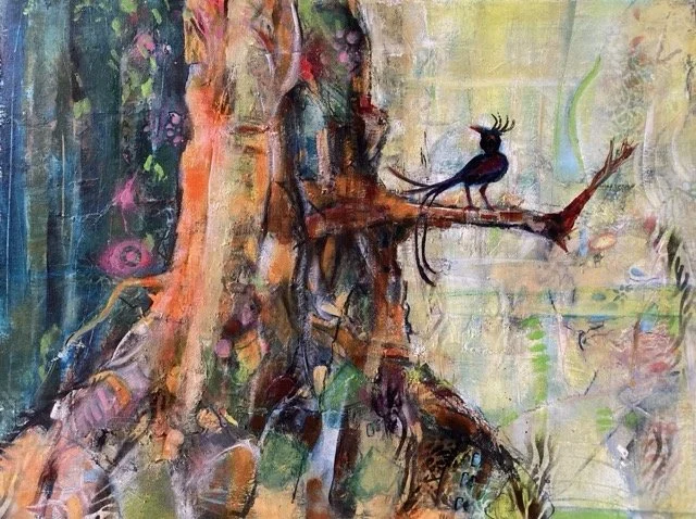 Boom met vogel 60x80 Acryl op doek