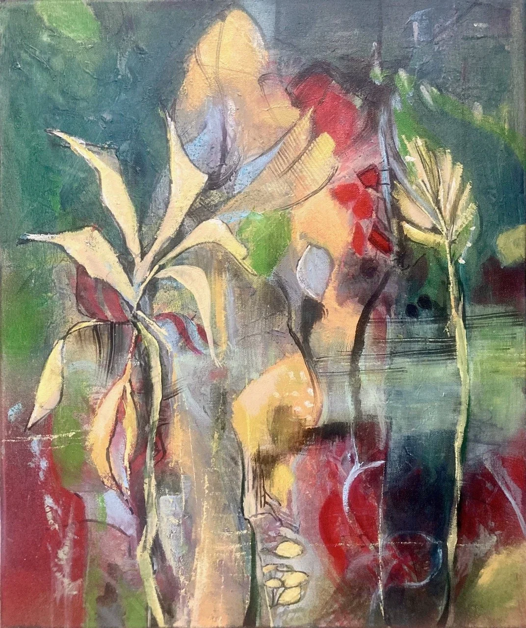 Bloem klein 50x60cm Acryl op doek
