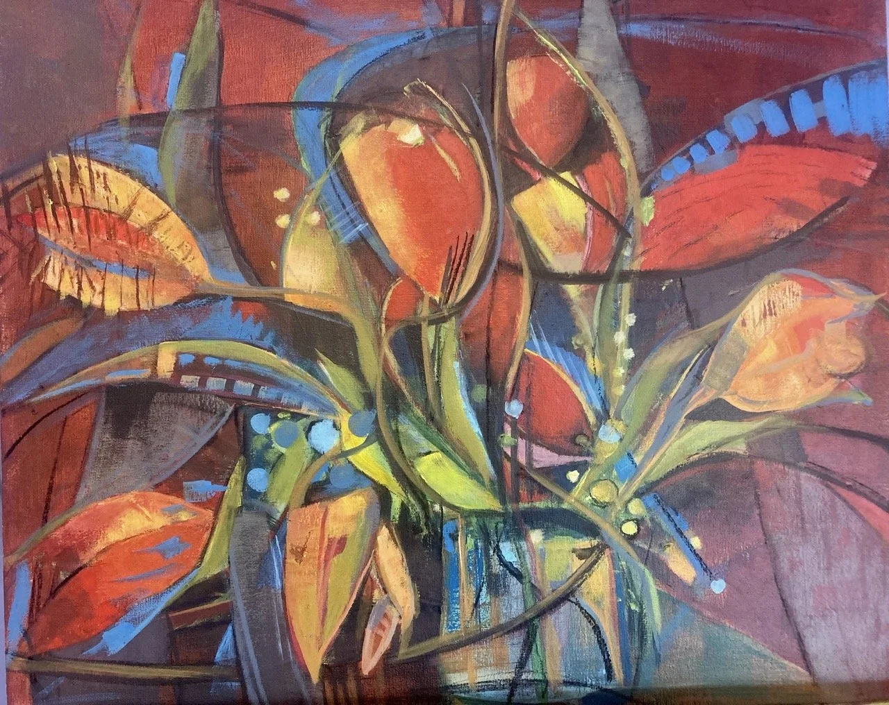 Bos tulpen 60x50 acryl op doek
