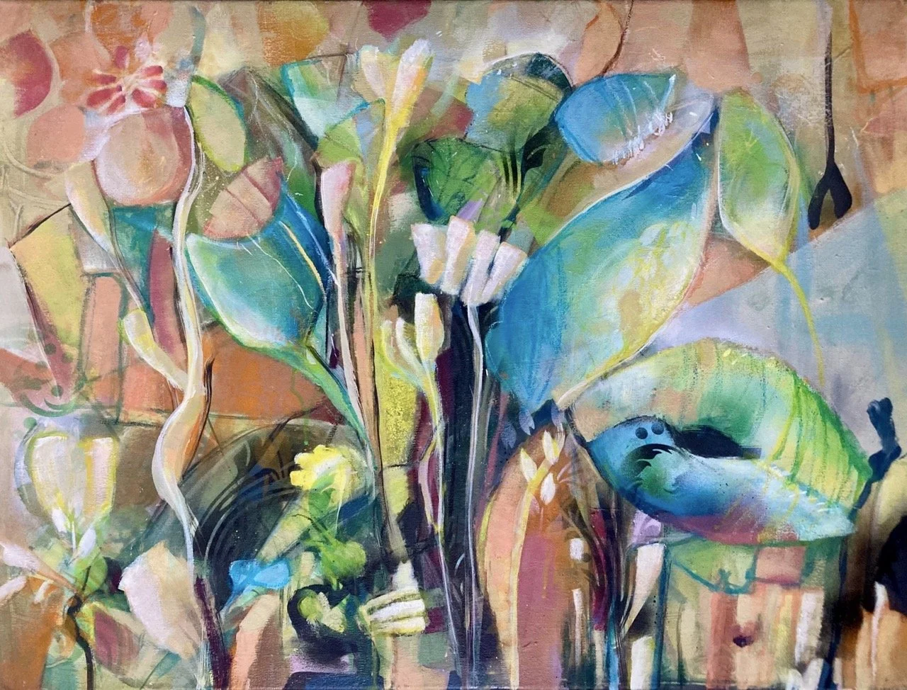 Vrolijke tuin 60x80 acryl op doek