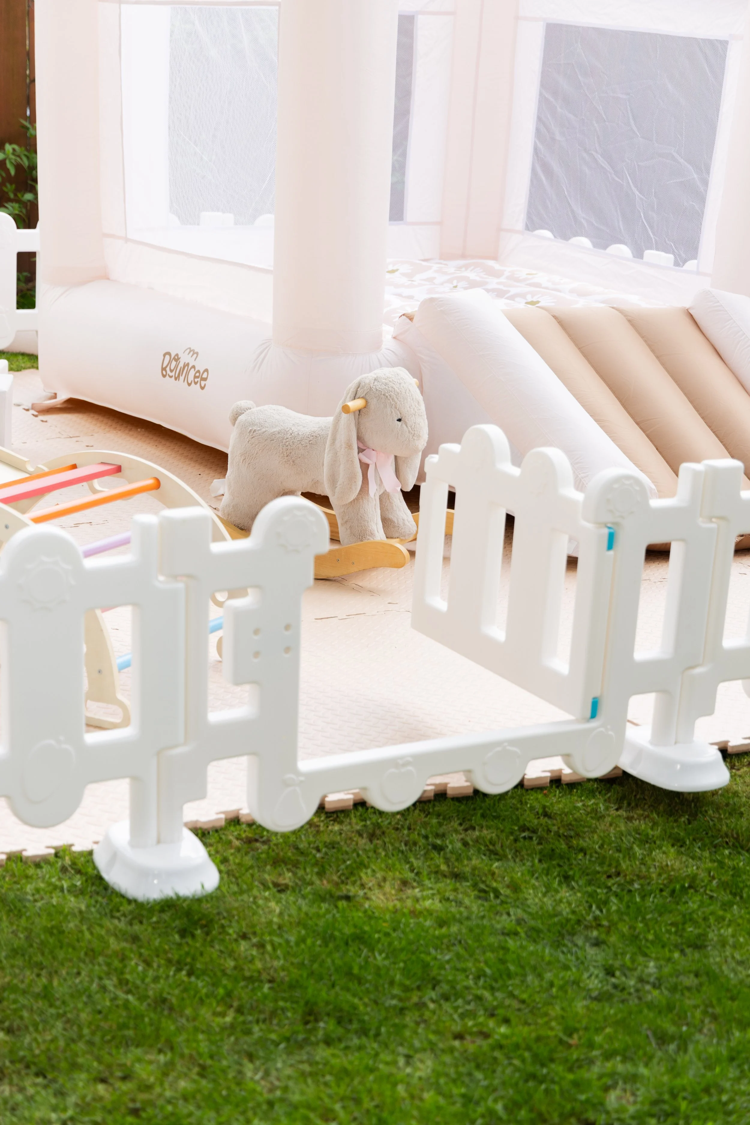 soft play with rocking rabbit and bounce house rental at home in Portland Oregon