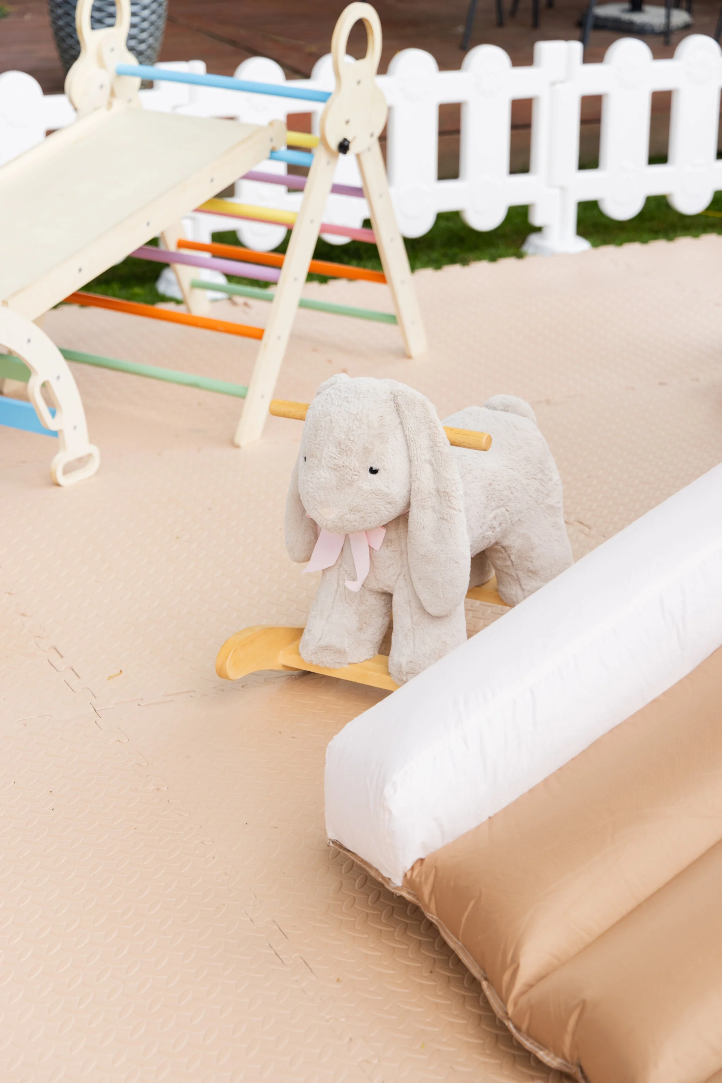 soft play with rocking rabbit rental at home in Portland Oregon