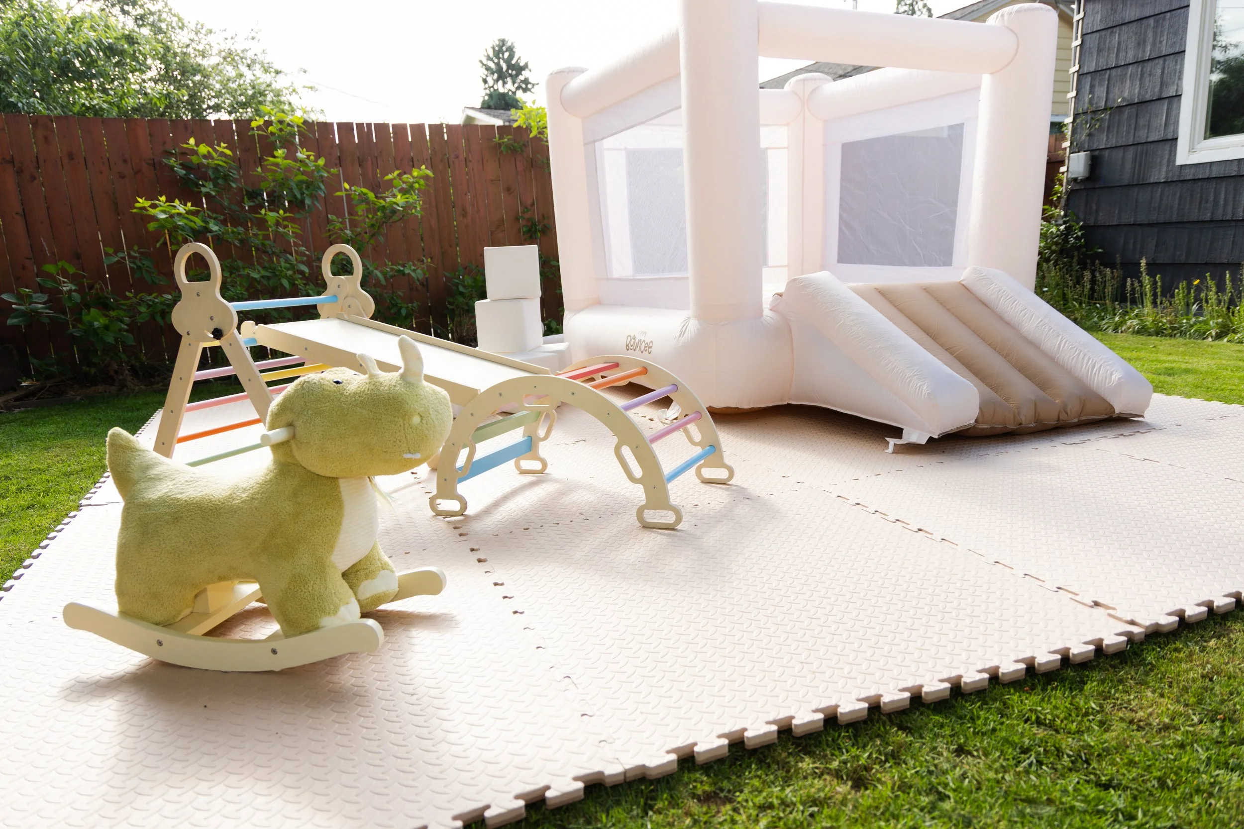 soft play with rocking dinosaur rental at home in Portland Oregon