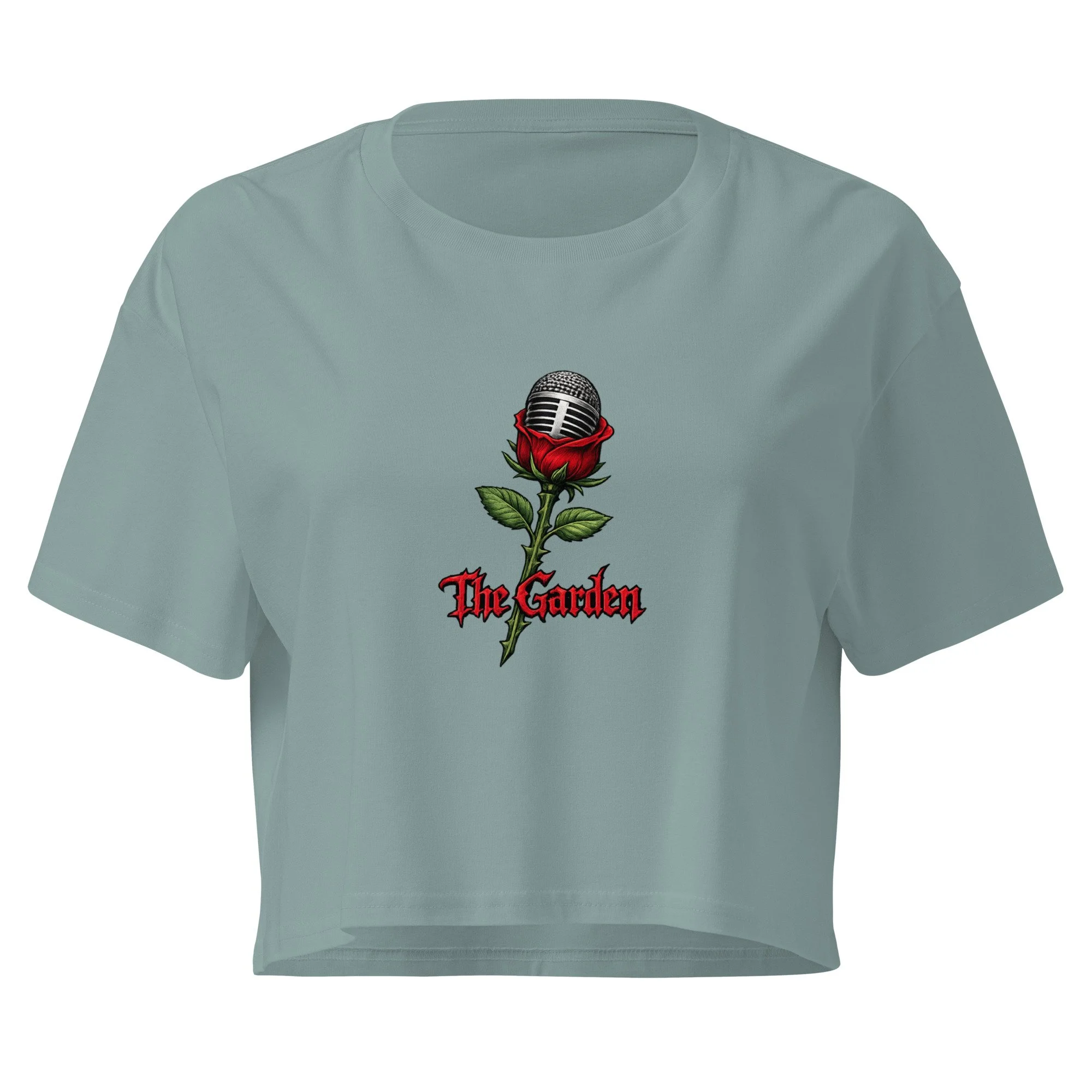 Rose mic crop tee