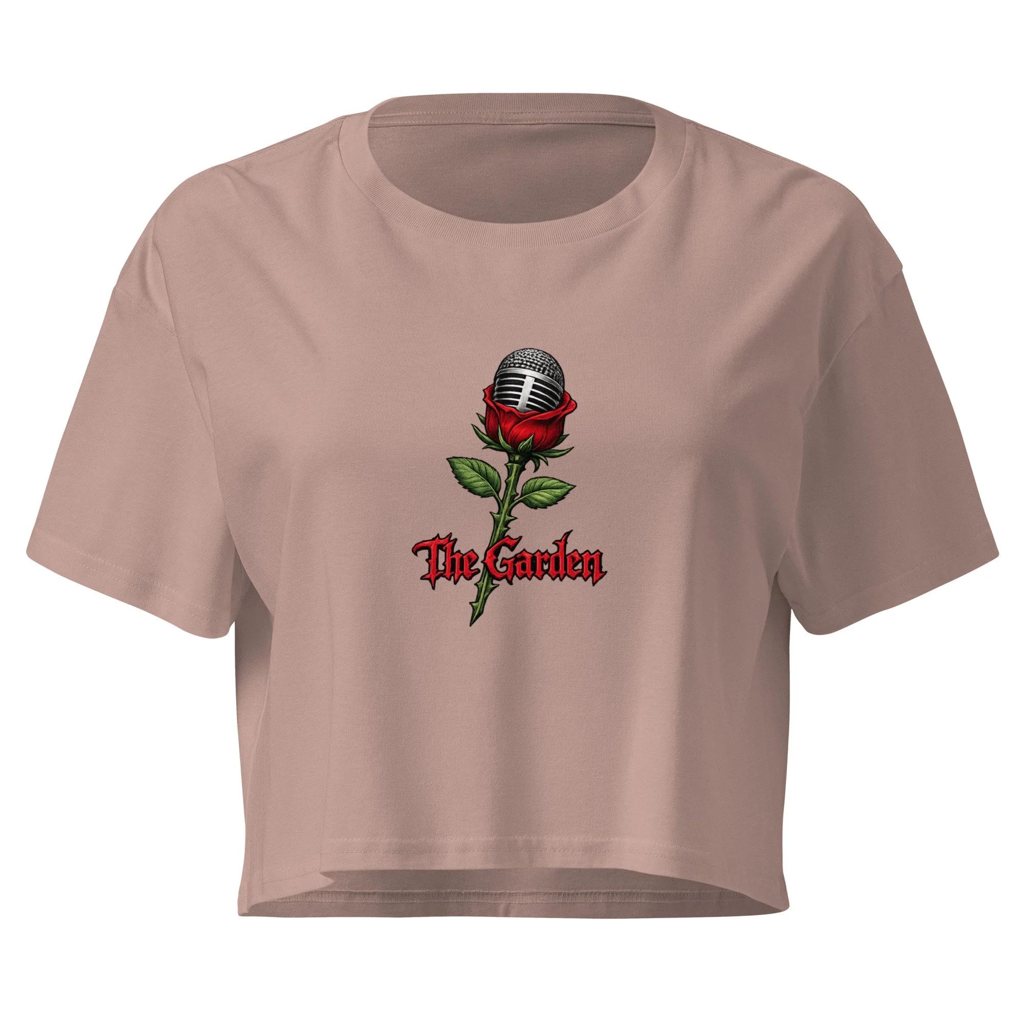 Rose mic crop tee