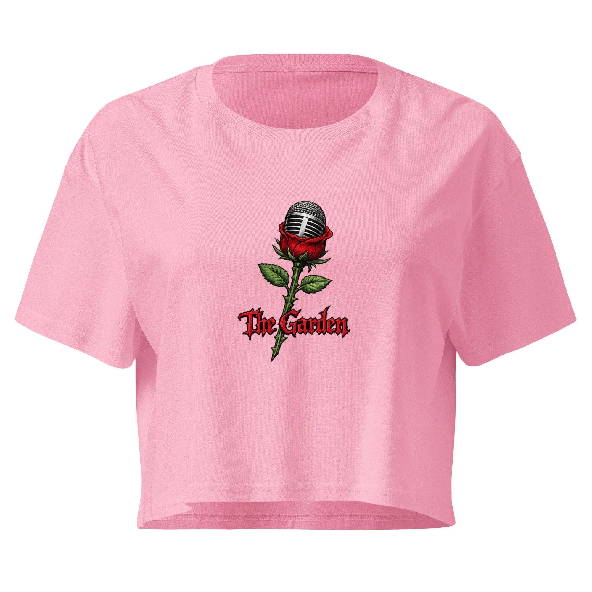 Rose mic crop tee