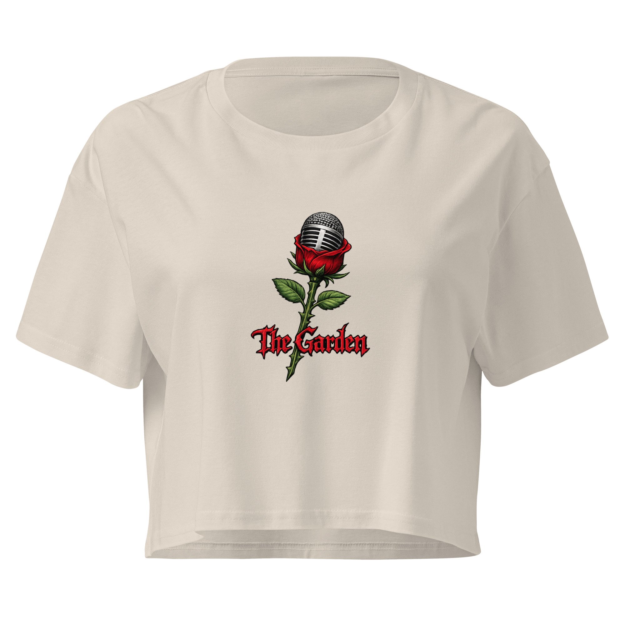 Rose mic crop tee