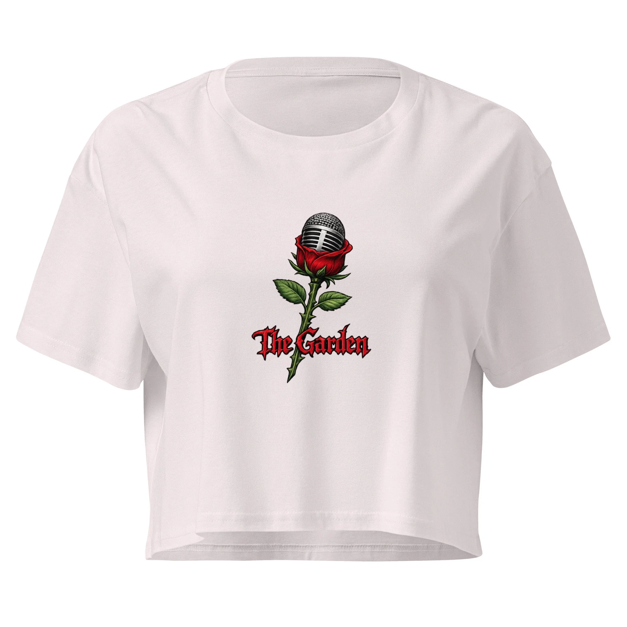Rose mic crop tee