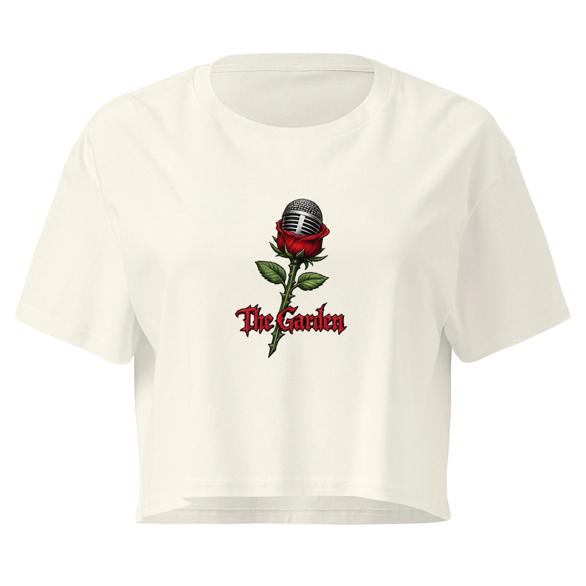 Rose mic crop tee