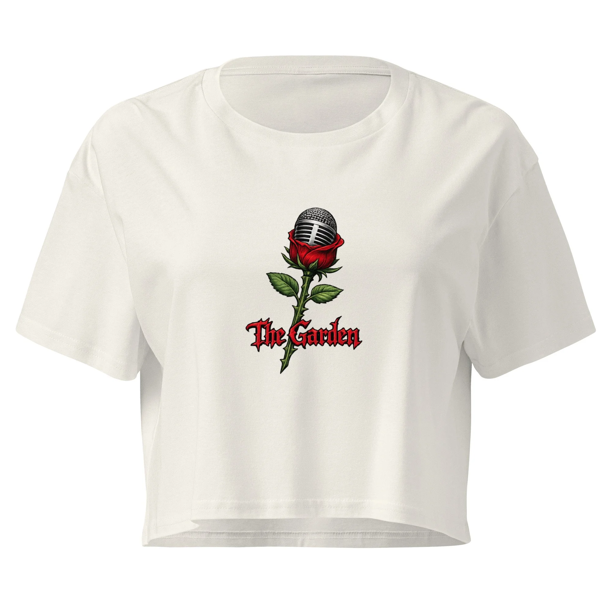 Rose mic crop tee