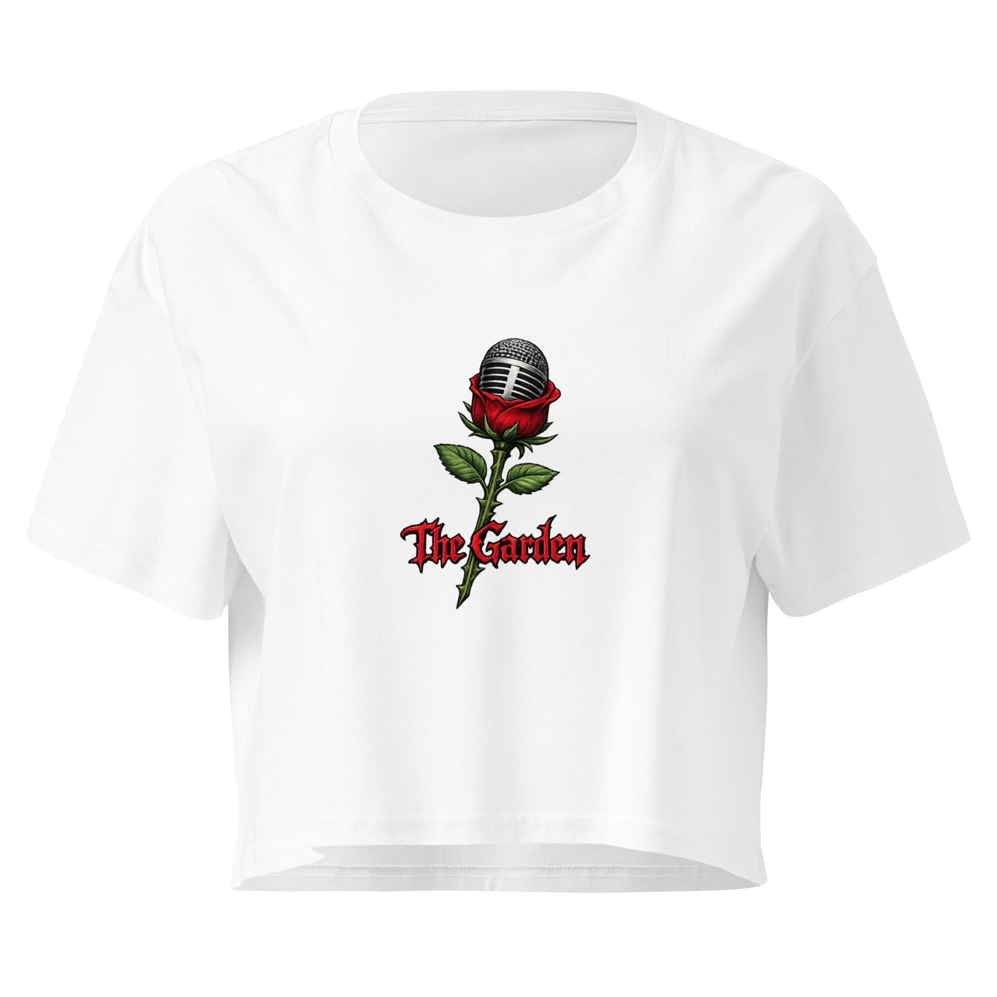 Rose mic crop tee