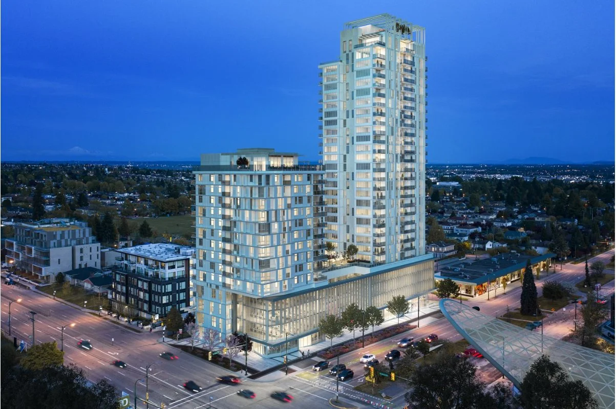 High-rise building exterior cladding installation in Vancouver with glass and composite panels by L2 Group